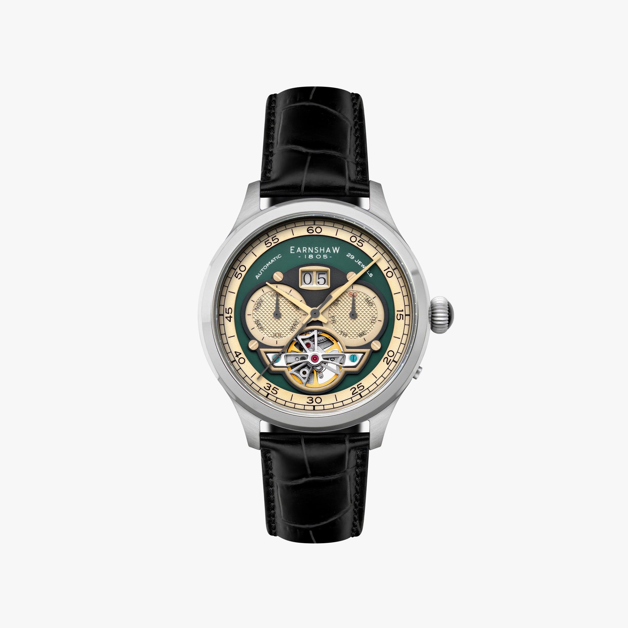 Baron Grand Date Calendar Open Heart Automatic | Forestry Green