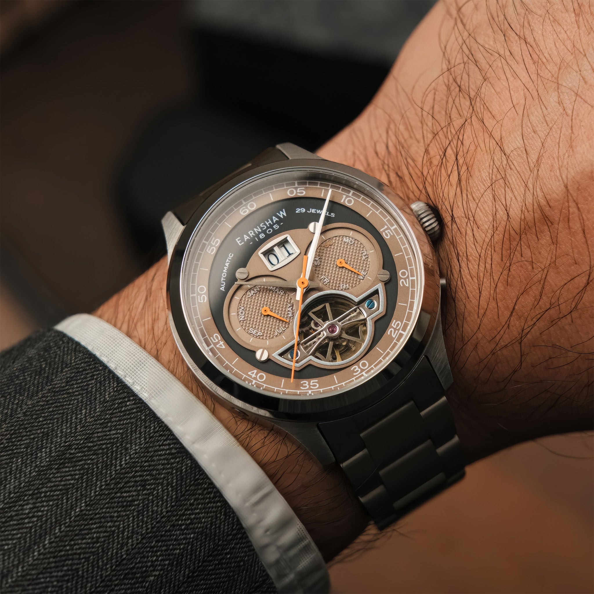 Baron Grand Date Calendar Open Heart Automatic | Ghost Gray