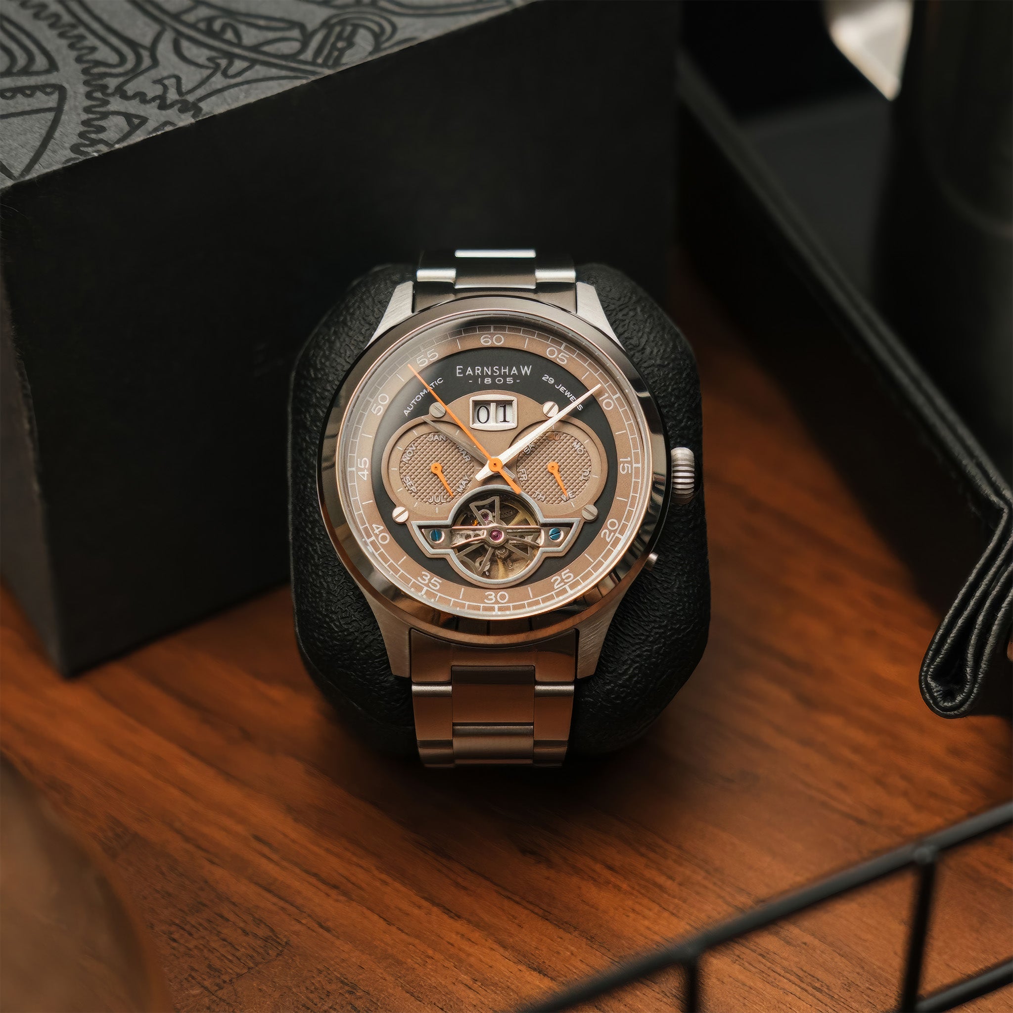 Baron Grand Date Calendar Open Heart Automatic | Ghost Gray