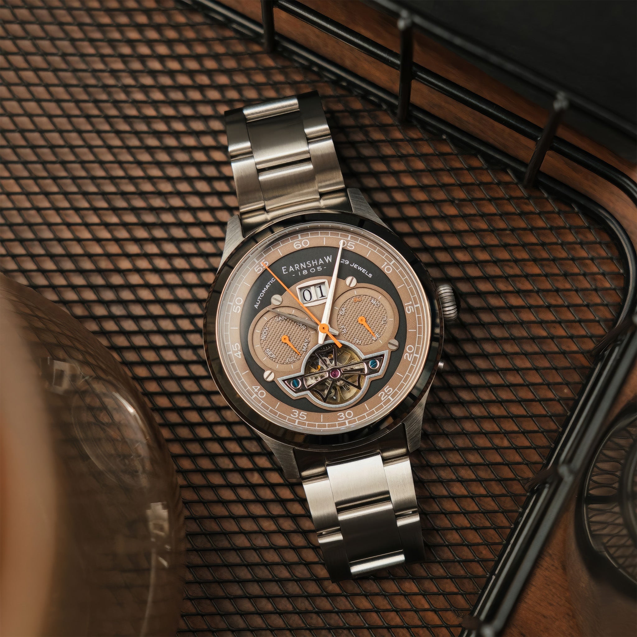 Baron Grand Date Calendar Open Heart Automatic | Ghost Gray