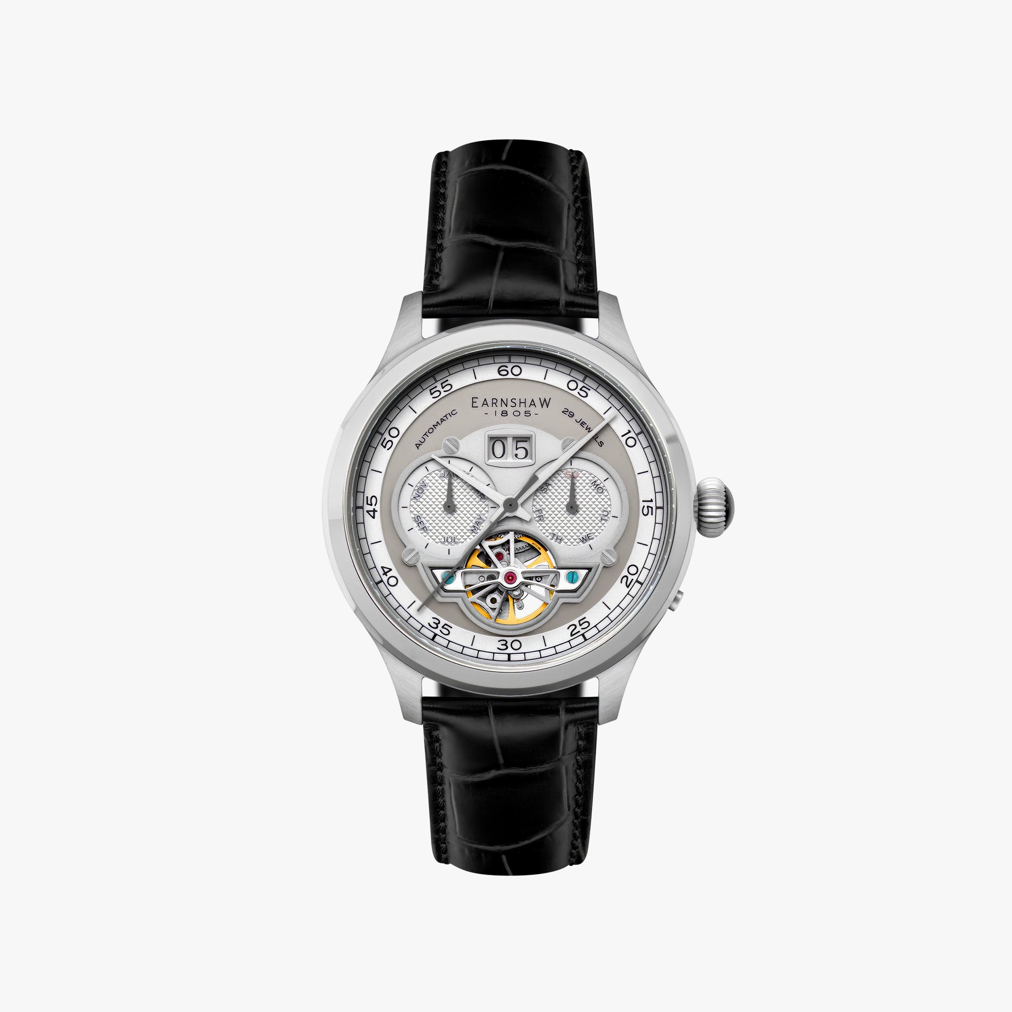 Baron Grand Date Calendar Open Heart Automatic | Heather Grey