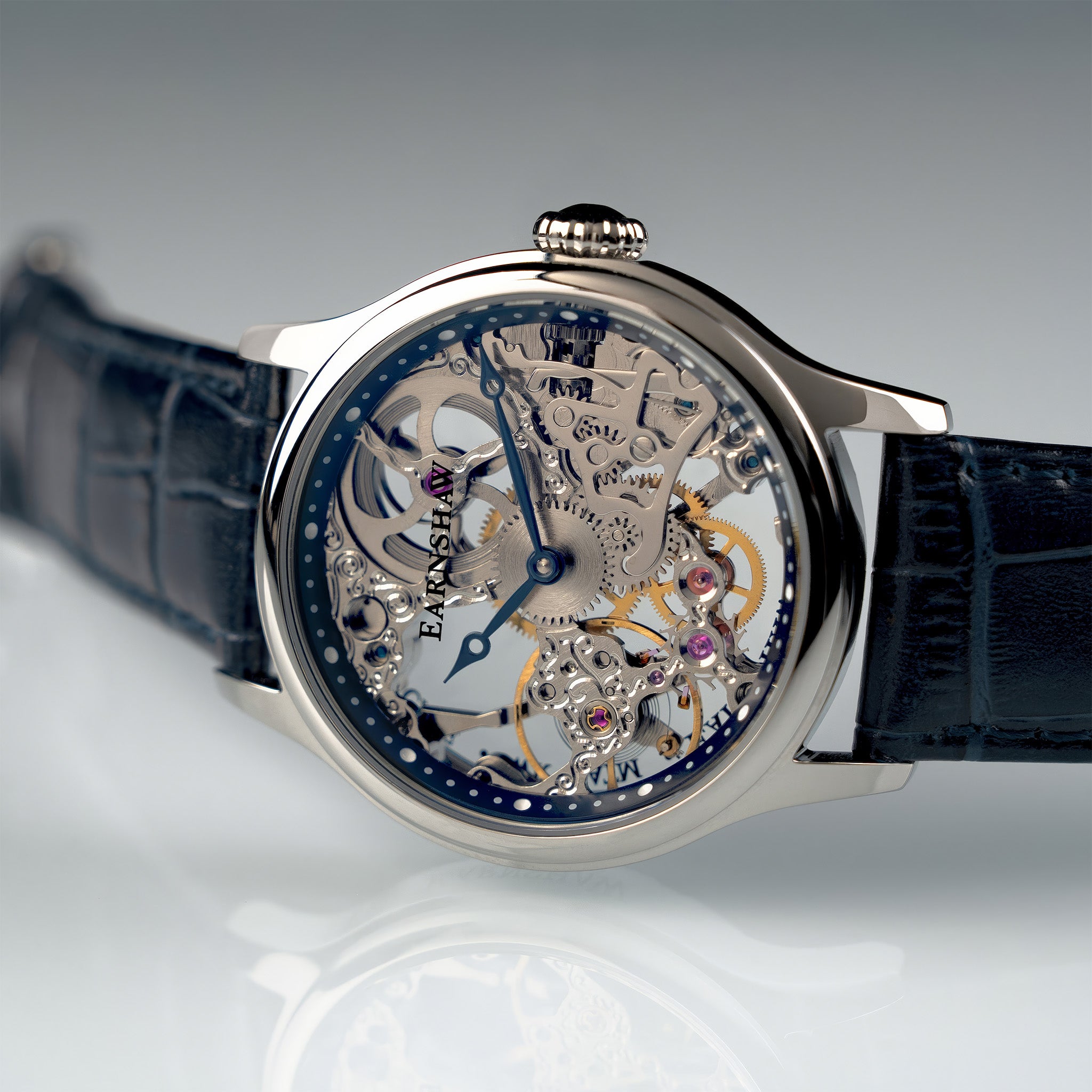 Bauer Mechanical Skeleton | 42 mm | Clear Blue