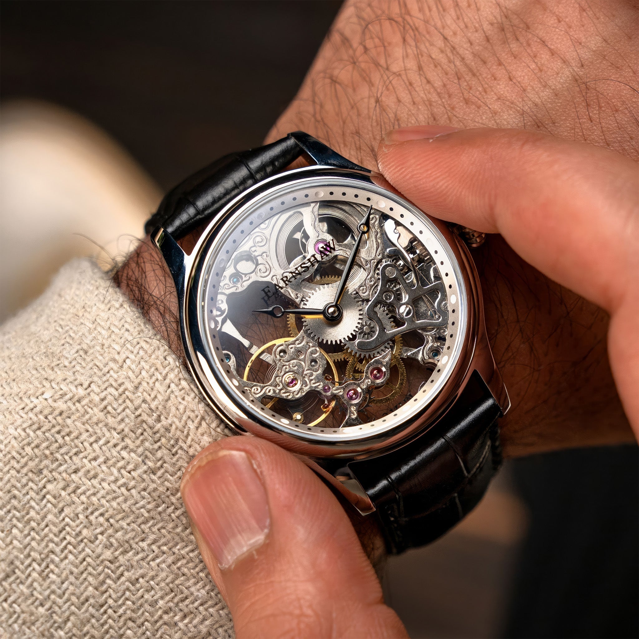 Bauer Mechanical Skeleton | 42 mm | Silvered Steel