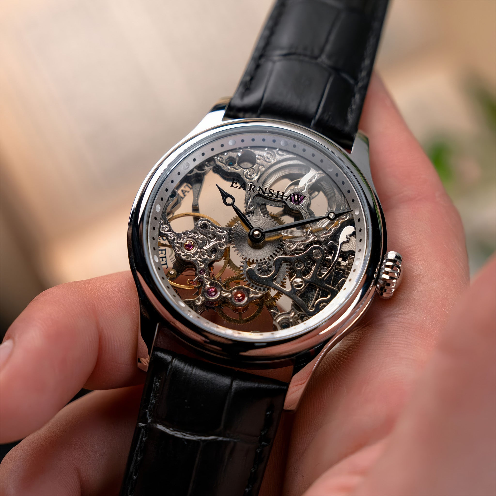 Bauer Mechanical Skeleton | 42 mm | Silvered Steel
