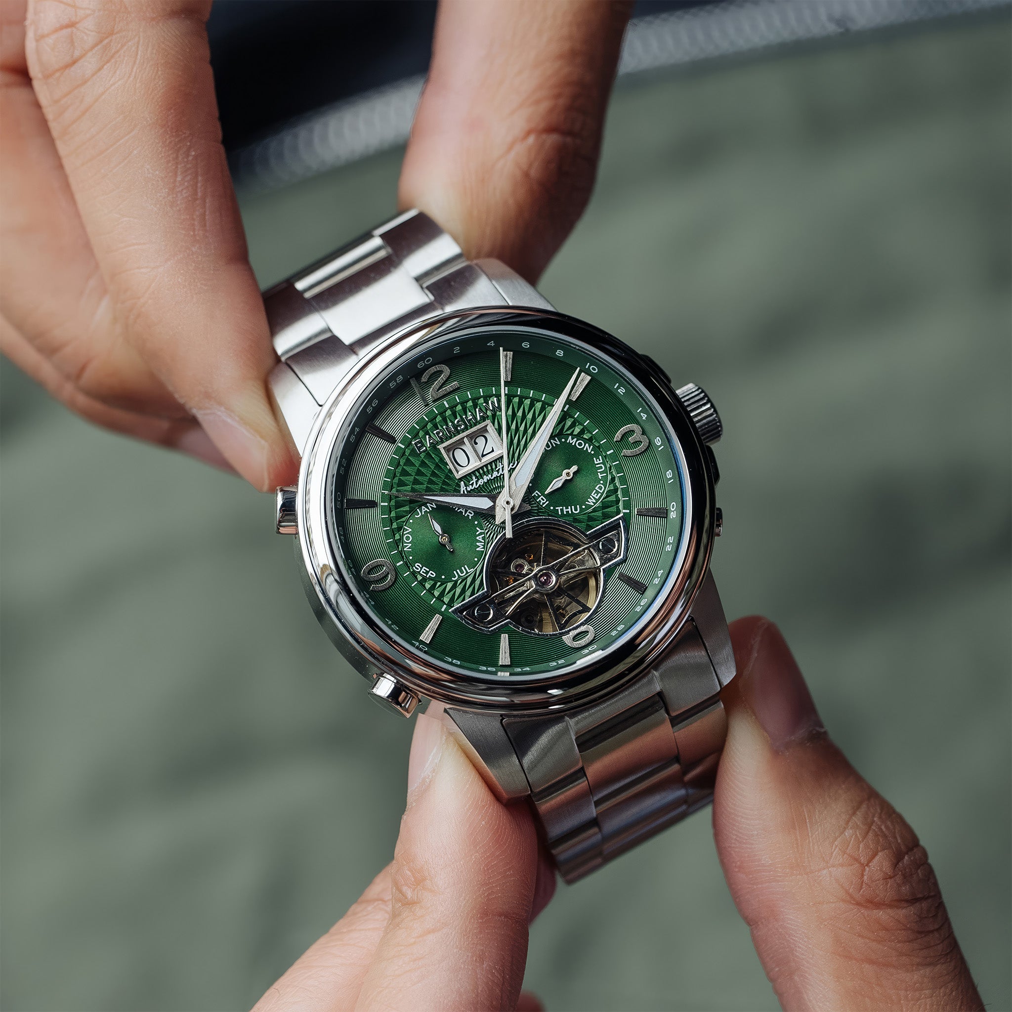 City Of London Marylebone Grand Date Calendar Open Heart Automatic | 42 mm | Absinthe Green