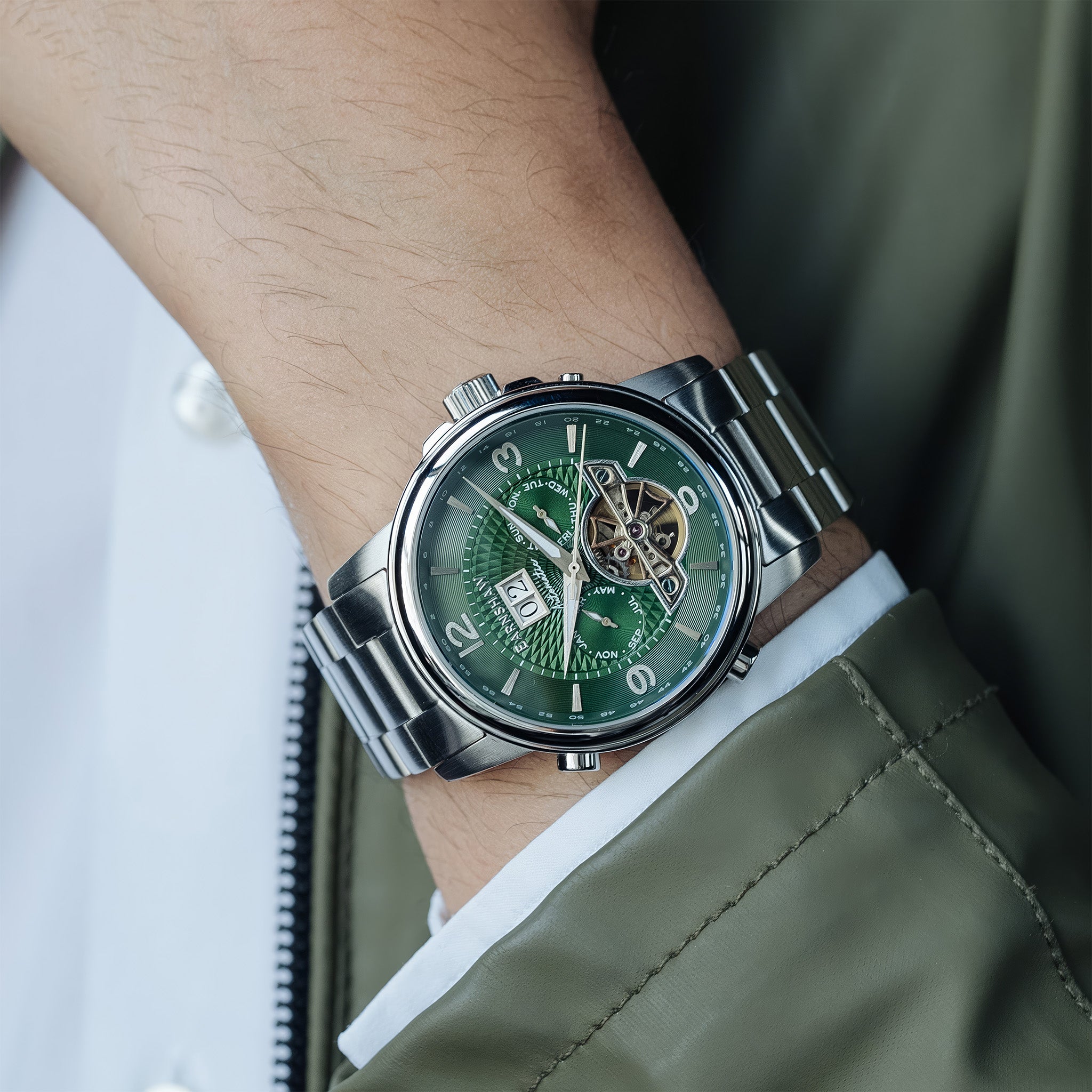 City Of London Marylebone Grand Date Calendar Open Heart Automatic | 42 mm | Absinthe Green