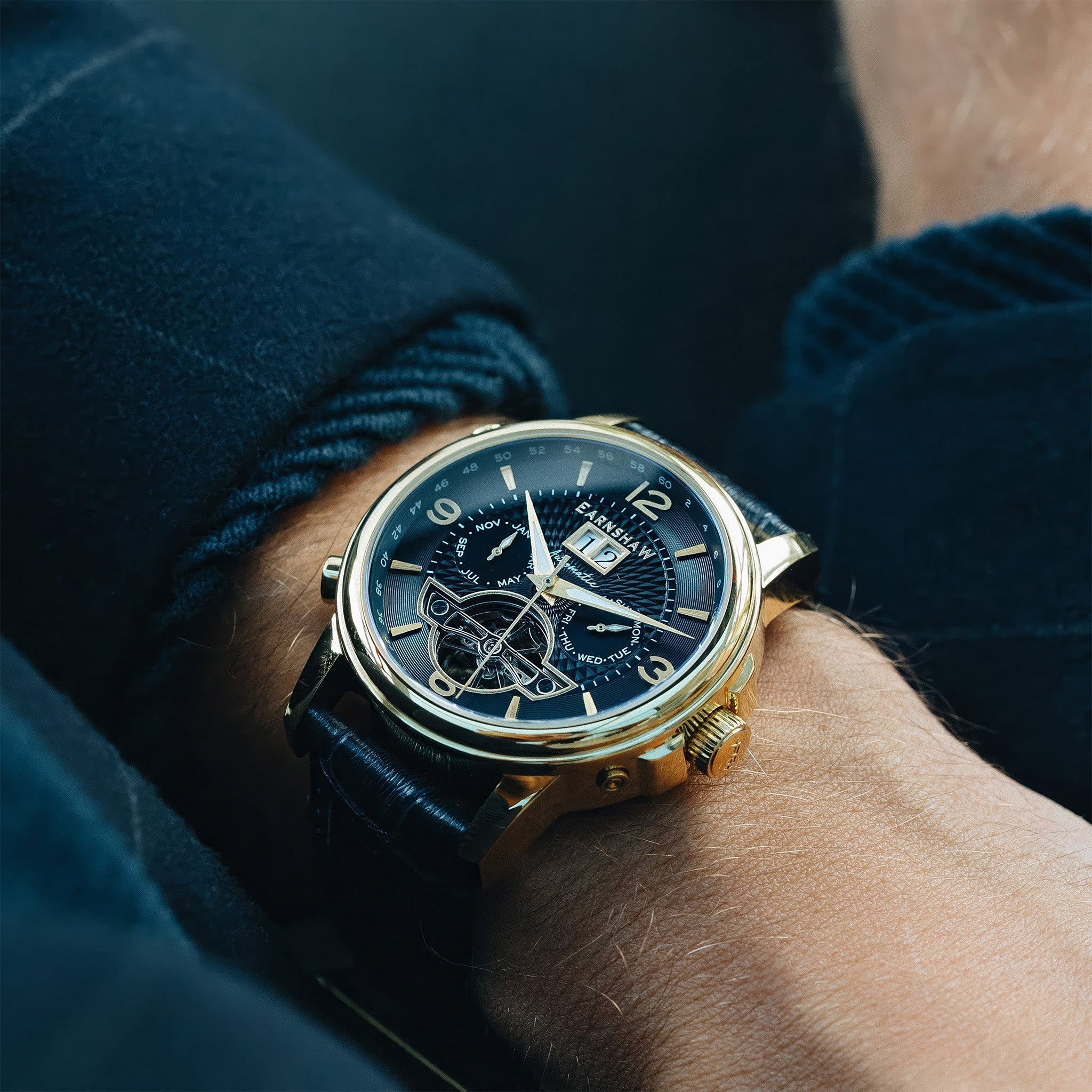 City Of London Marylebone Grand Date Calendar Open Heart Automatic | 42 mm | Gold Black