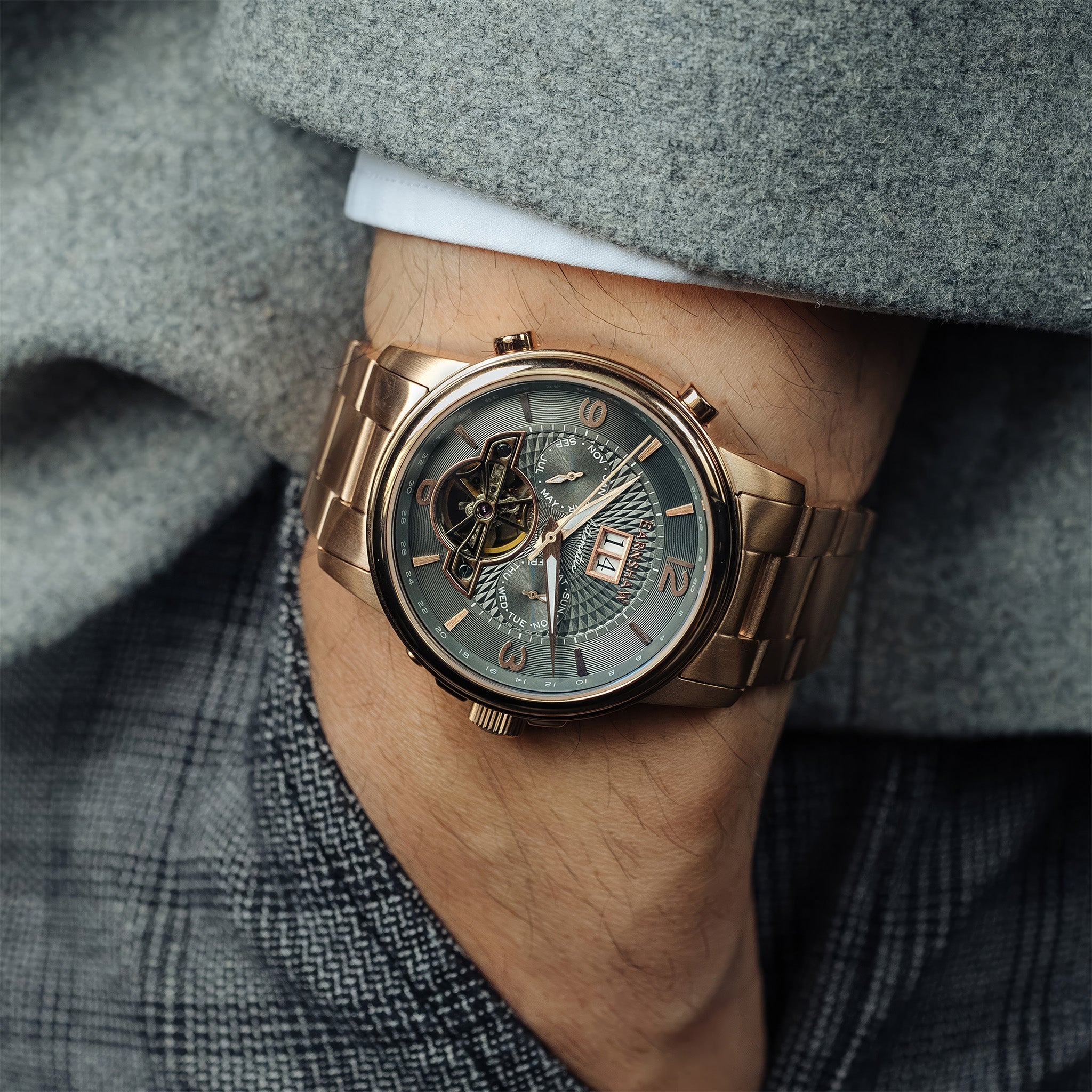 City Of London Marylebone Grand Date Calendar Open Heart Automatic | 42 mm | Havana Rose