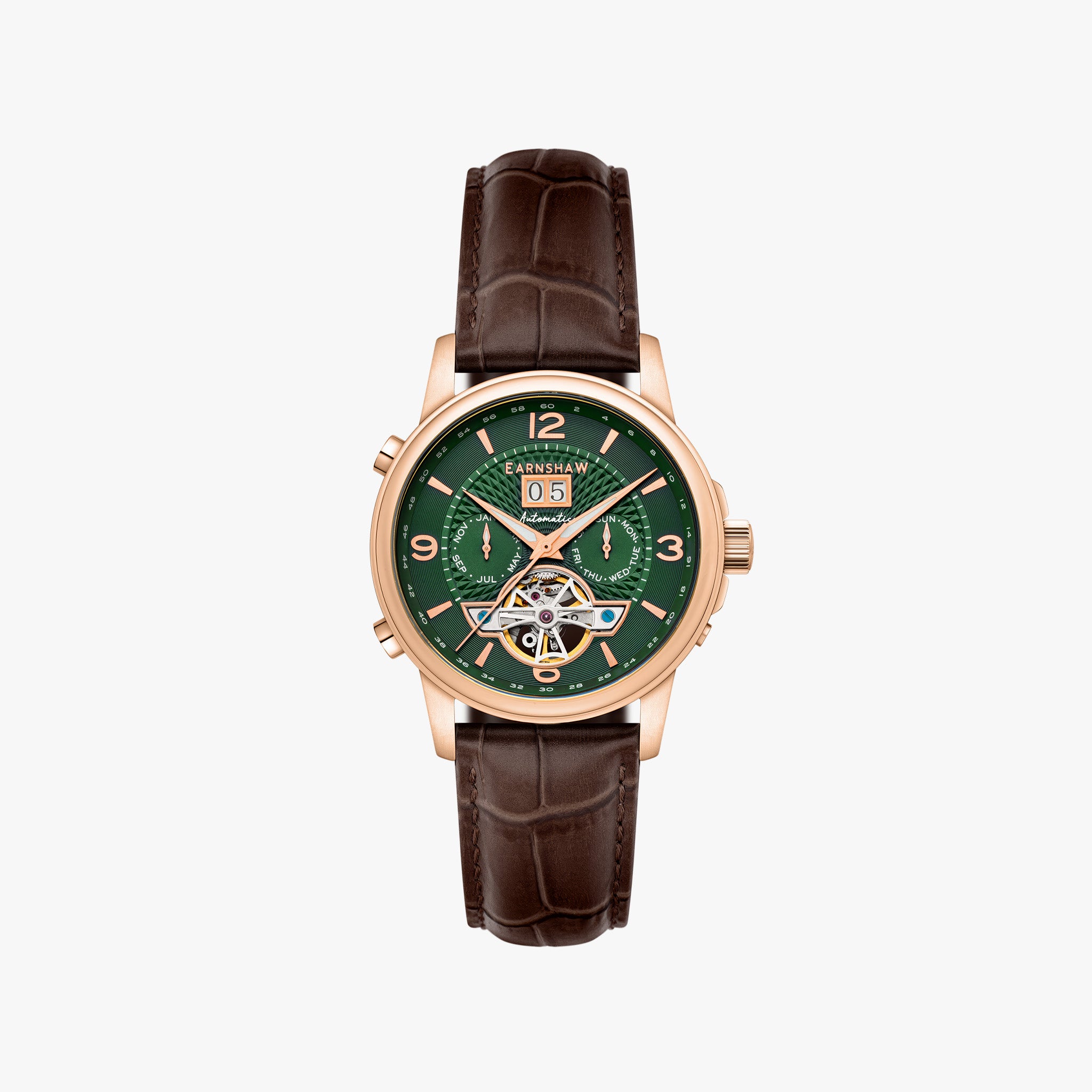 City Of London Marylebone Grand Date Calendar Open Heart Automatic | 42 mm | Hunter Rose Green