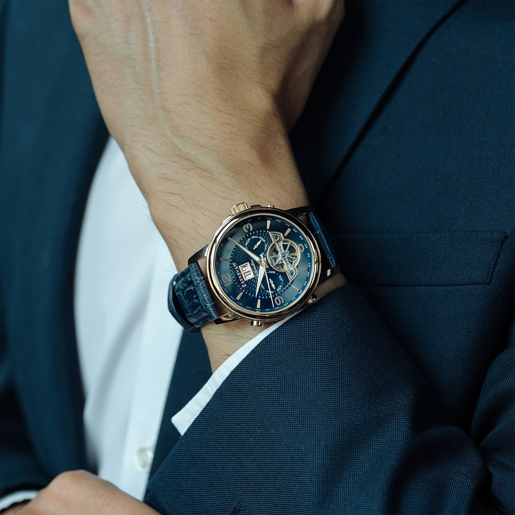 City Of London Marylebone Grand Date Calendar Open Heart Automatic | 42 mm | Midnight