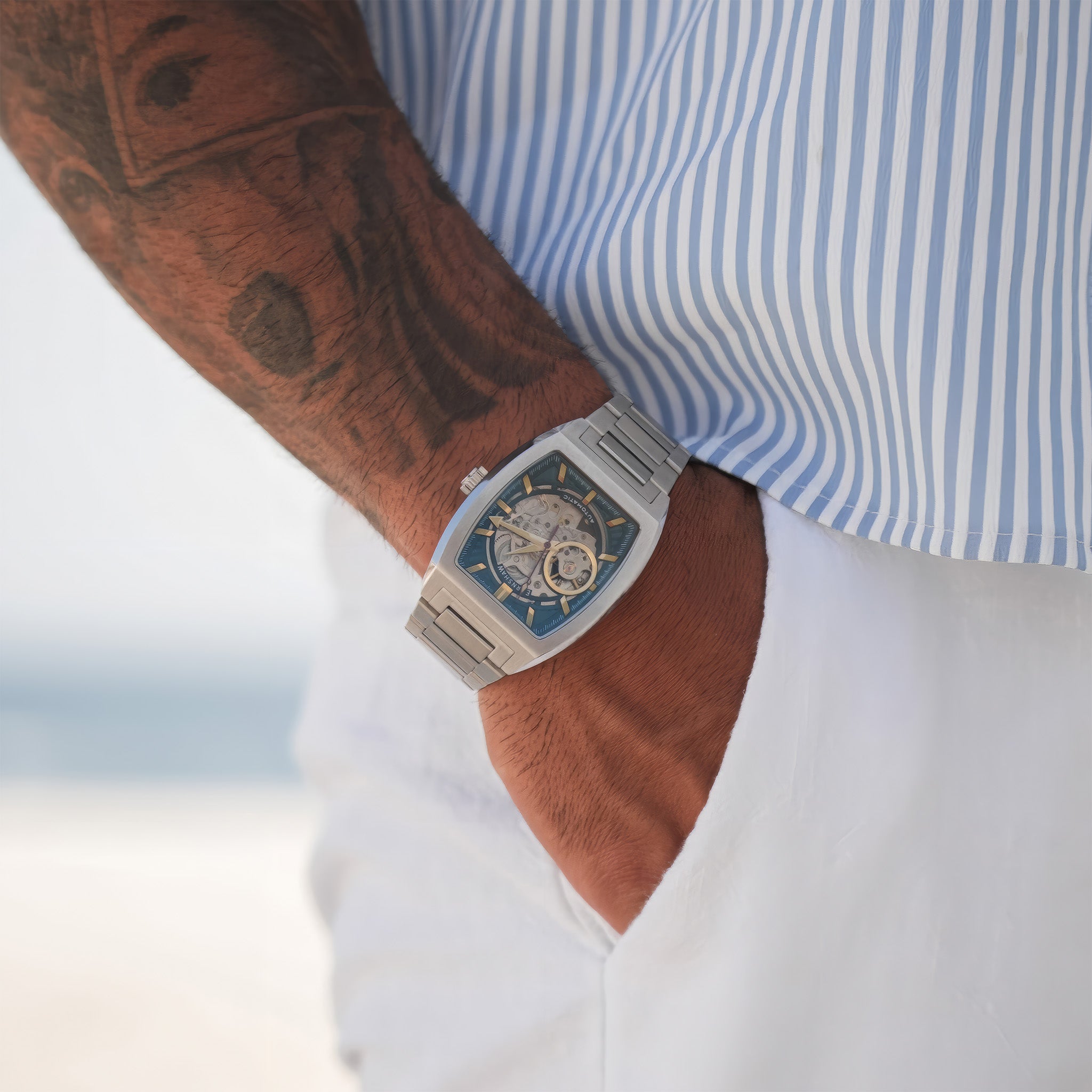 Heritage Wellington Skeleton Automatic | Cerulean Blue