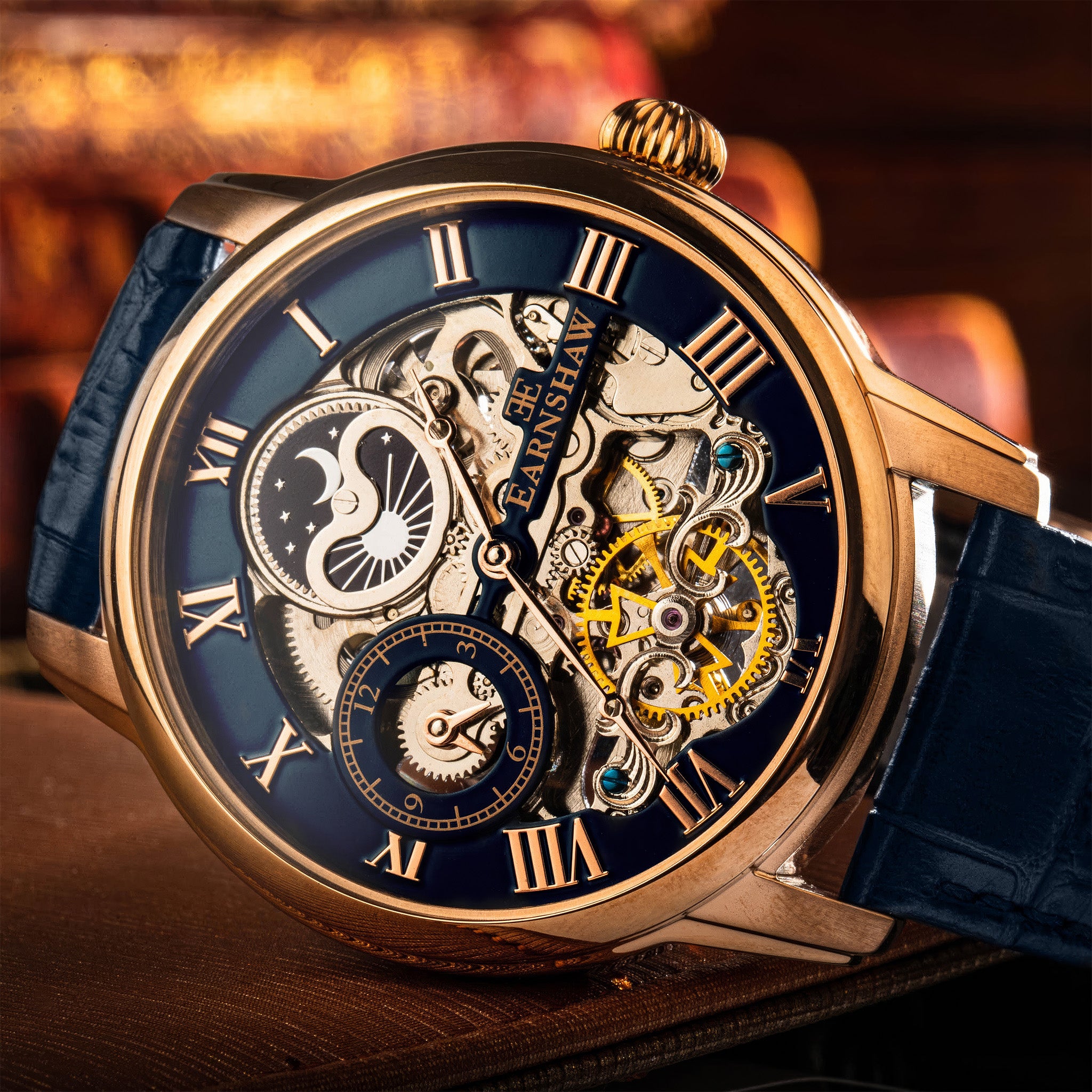 Longitude Automatic Skeleton | 44 mm | Blue Rose Gold