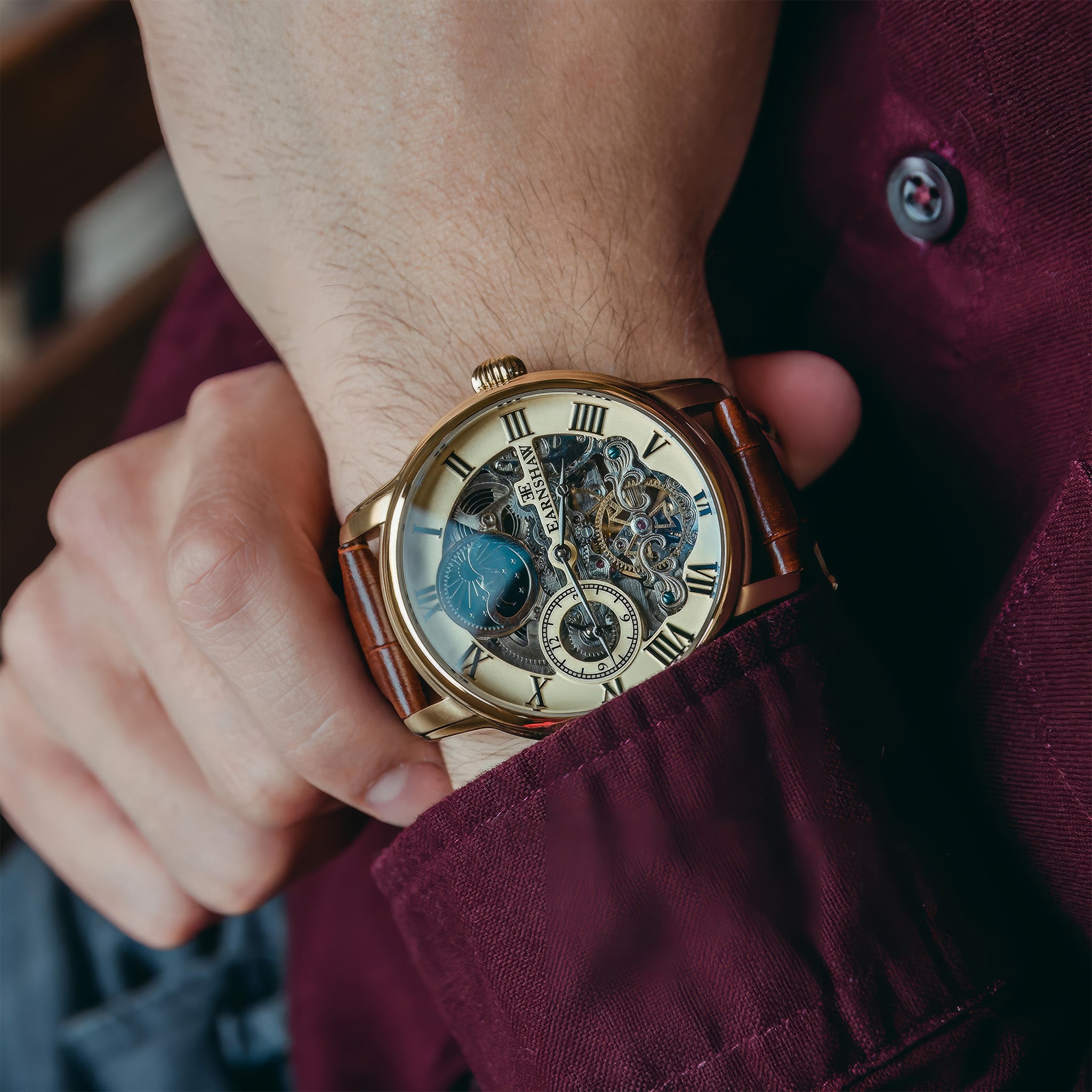 Longitude Automatic Skeleton | golden champagne