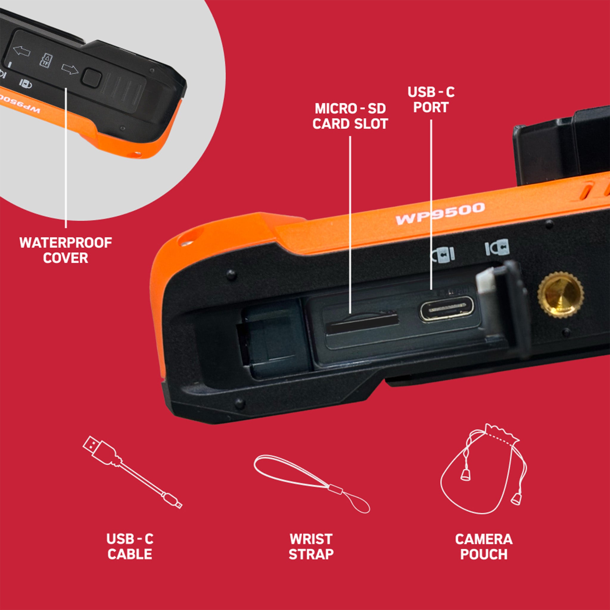 Realishot WP9500 | Su Altı Fotoğraf Makinesi | Turuncu