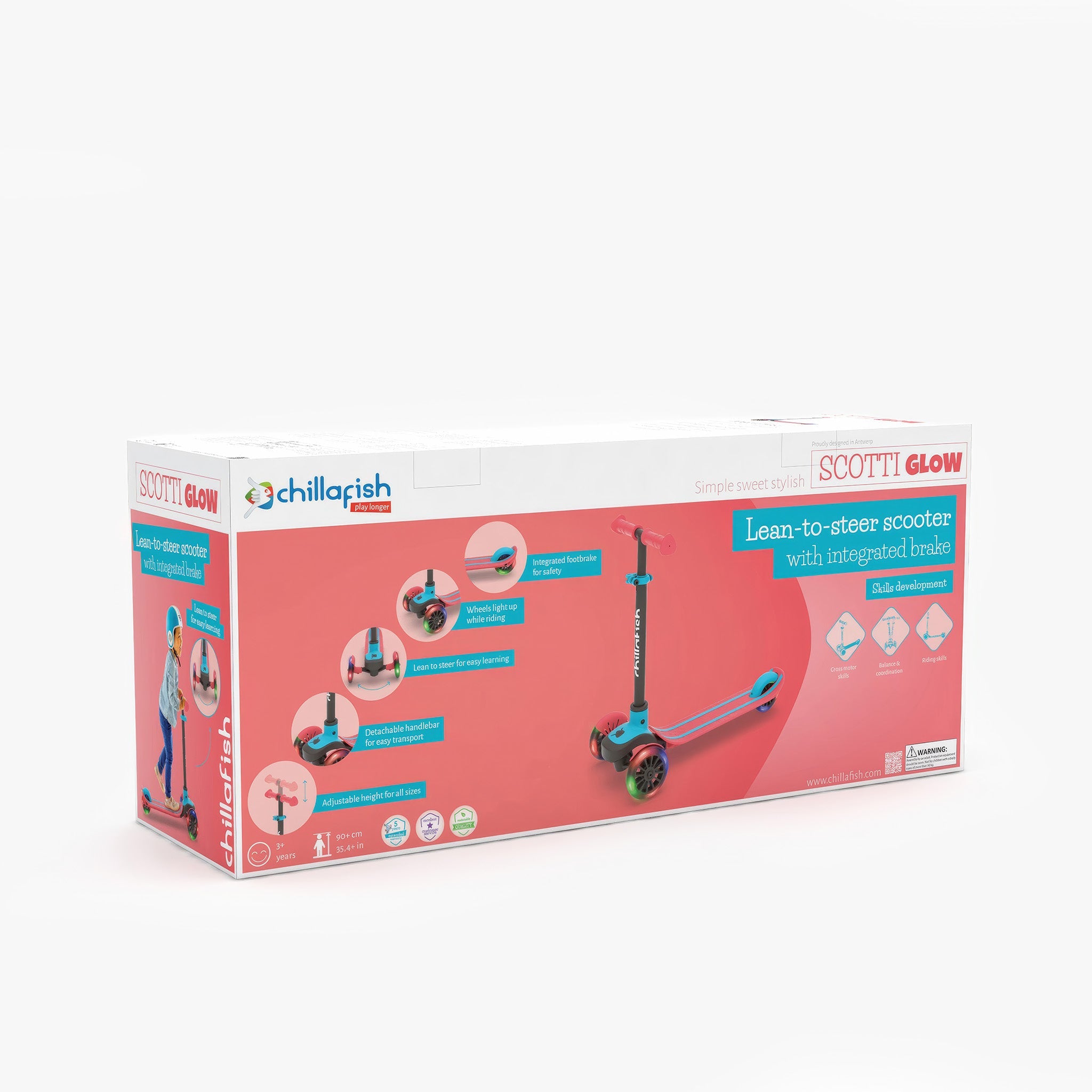 Scotti Glow 3 Tekerlekli Işıklı Scooter | Kırmızı