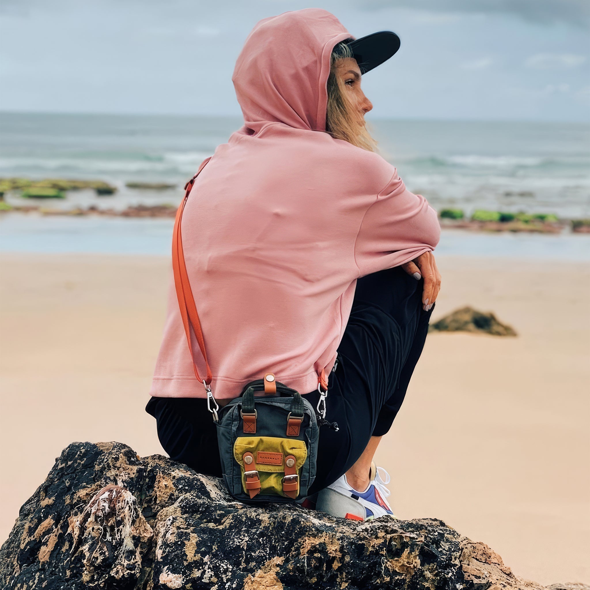 Macaroon Tiny Crossbody | Slate Green x Yellow Mini Çapraz Çanta