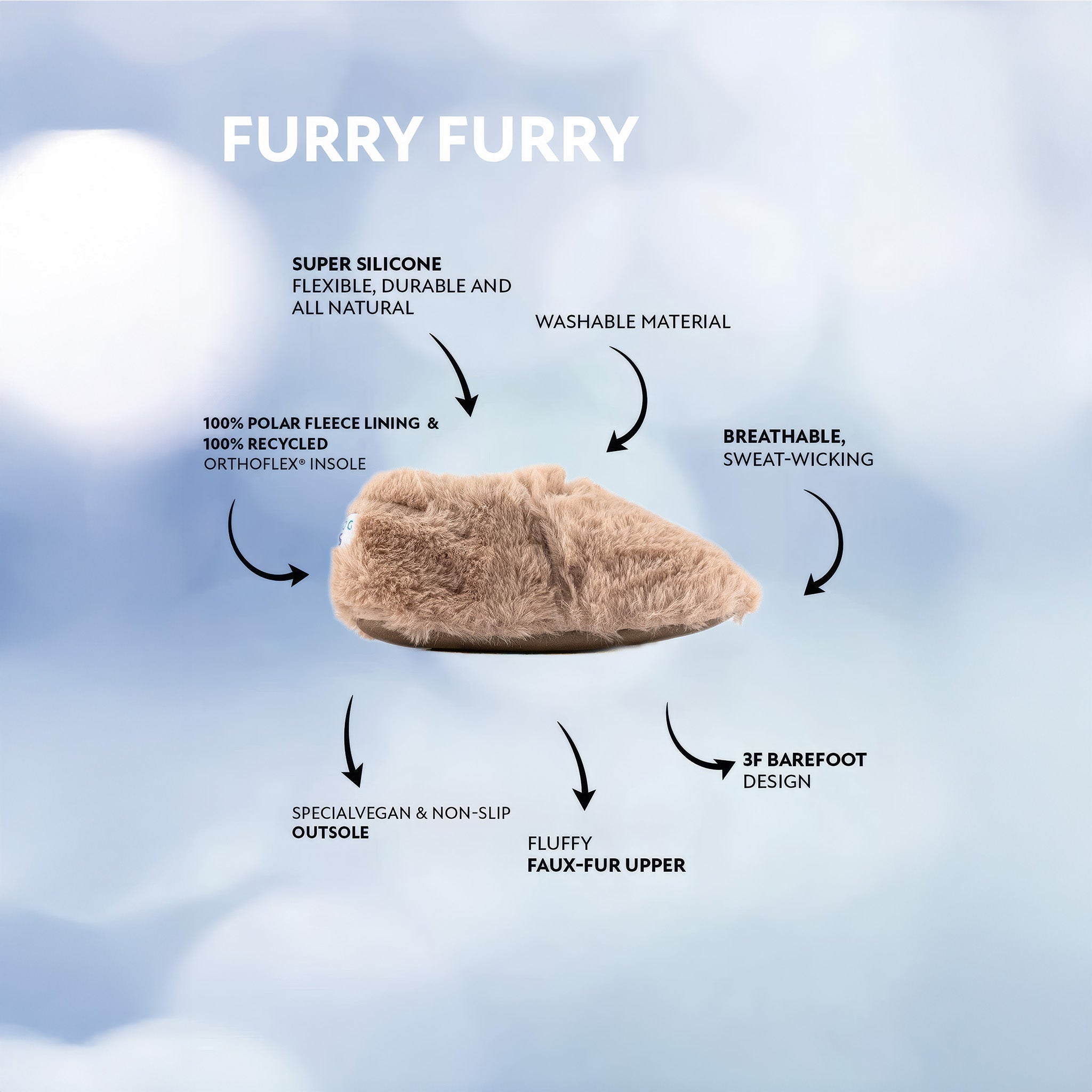 Furry Furry | Bej | Kürk Barefoot Patik
