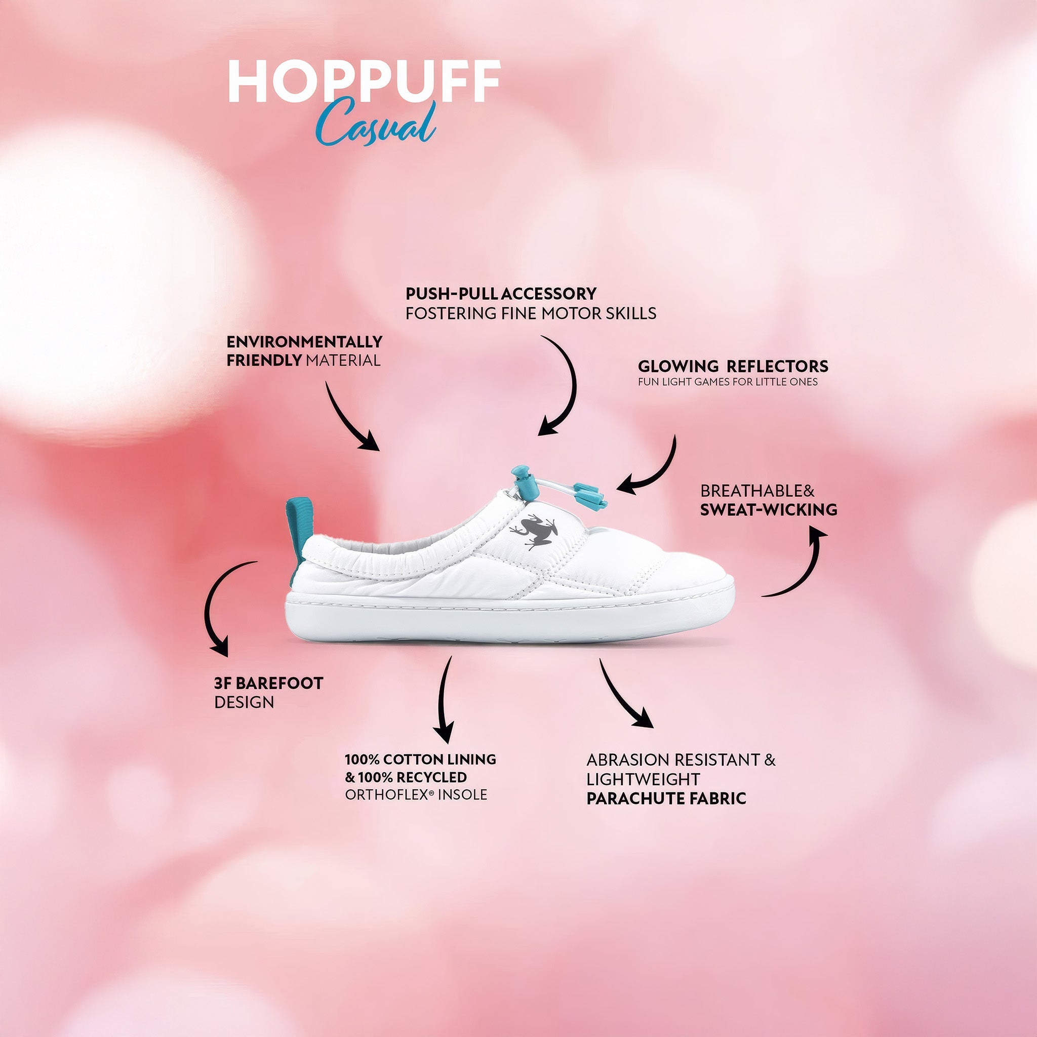 Hoppuff Casual | Dinamik Beyaz | Barefoot Çocuk Ayakkabısı