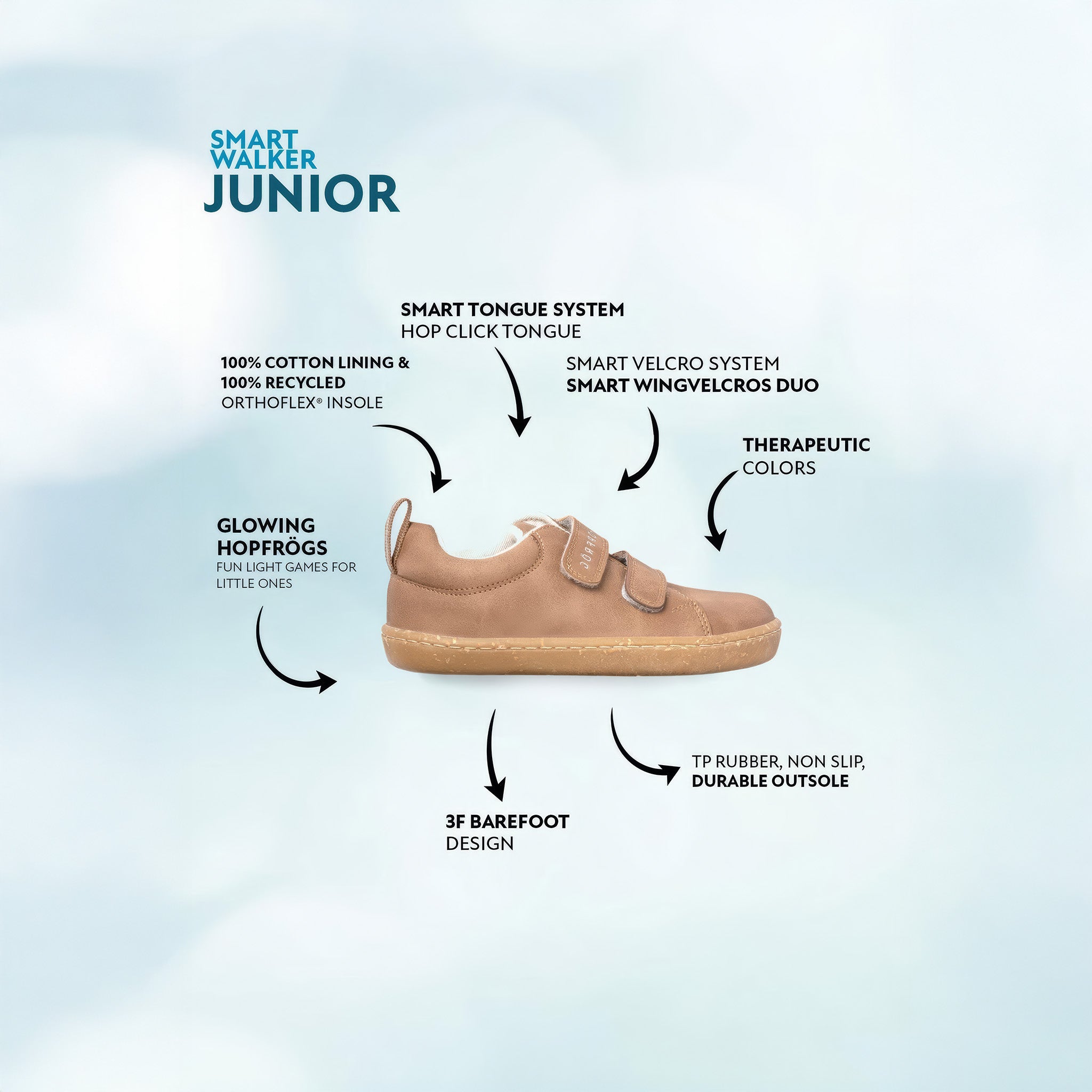 Smart Walker Junior | Kahverengi Meşe | Barefoot Çocuk Ayakkabısı