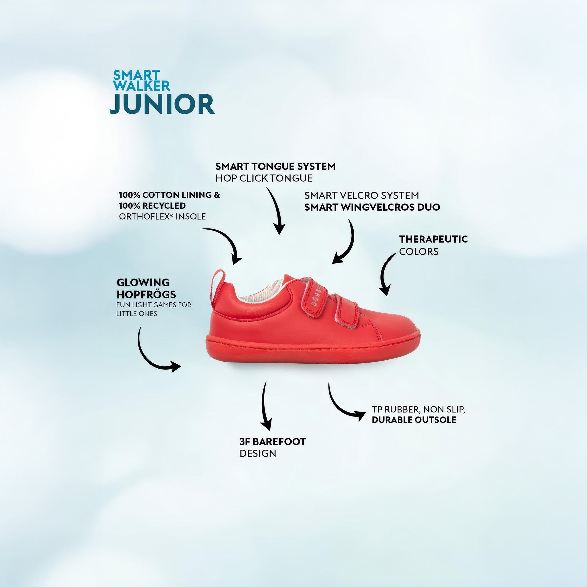 Smart Walker Junior | Kırmızı Işık | Barefoot Çocuk Ayakkabısı