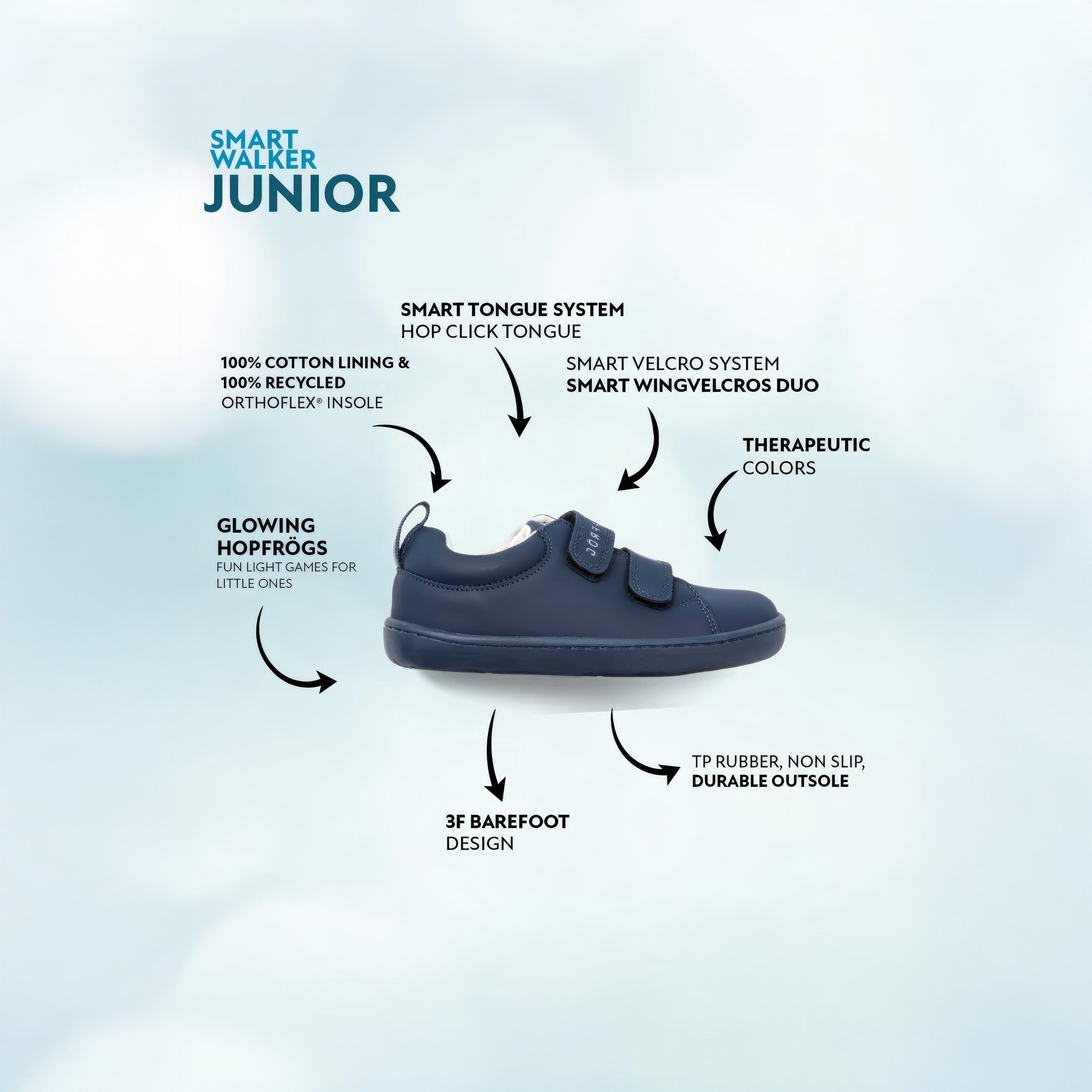 Smart Walker Junior | Süper Mat Lacivert | Barefoot Çocuk Ayakkabısı