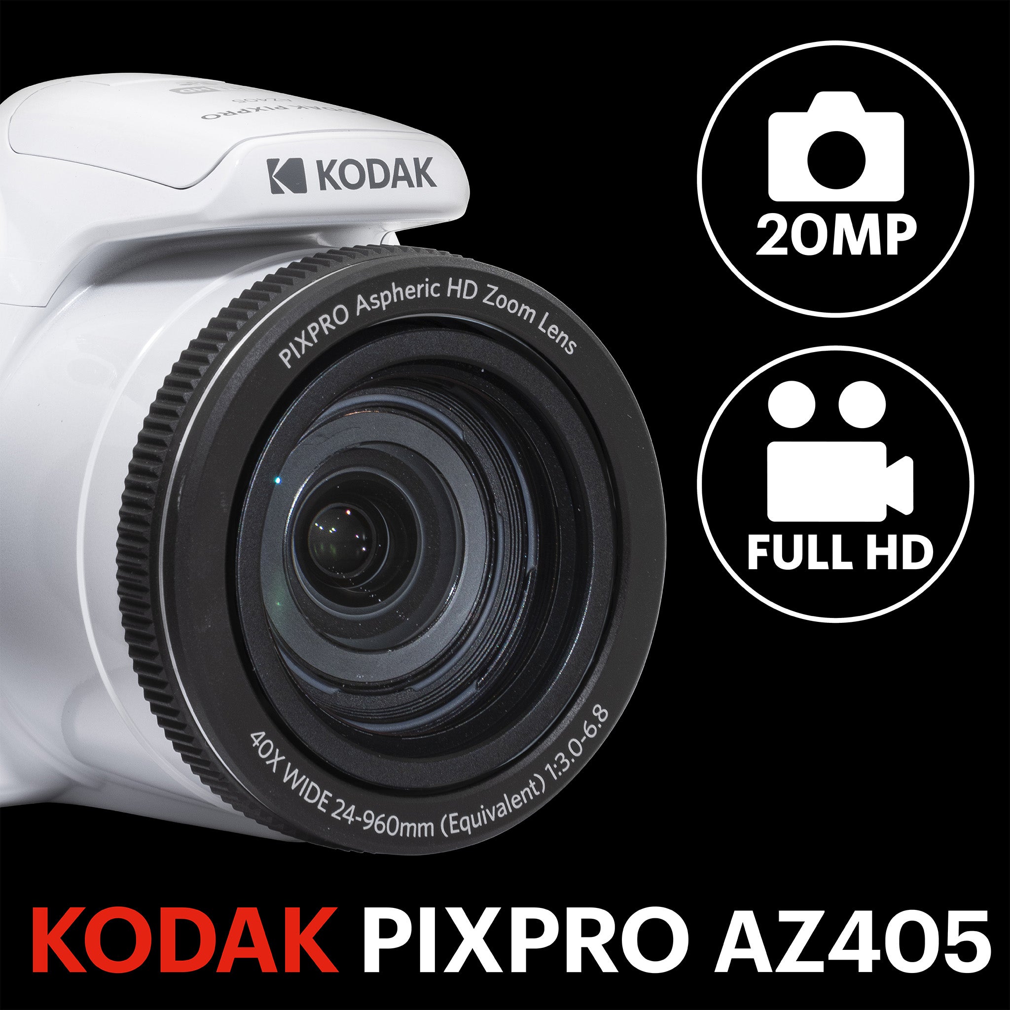 Astro Zoom AZ405 | 40x Yakınlaştırma Dijital Fotoğraf Makinesi | Beyaz