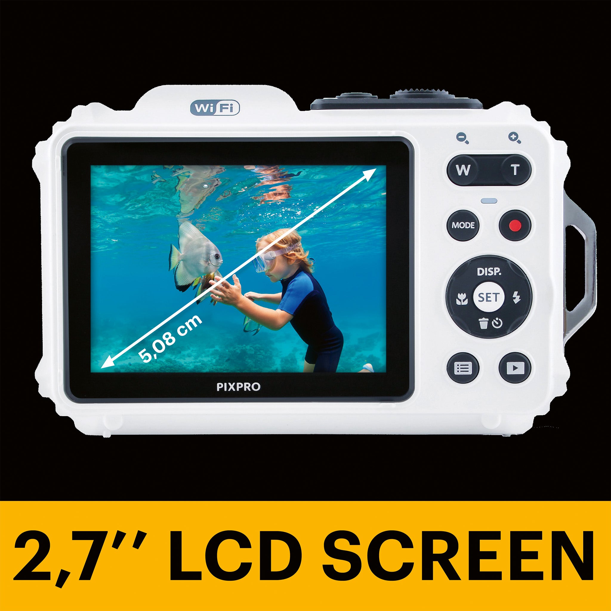 Pixpro WPZ2/4X Yakınlaştırma | Yakınlaştırma Su Altı Fotoğraf Makinesi | Beyaz