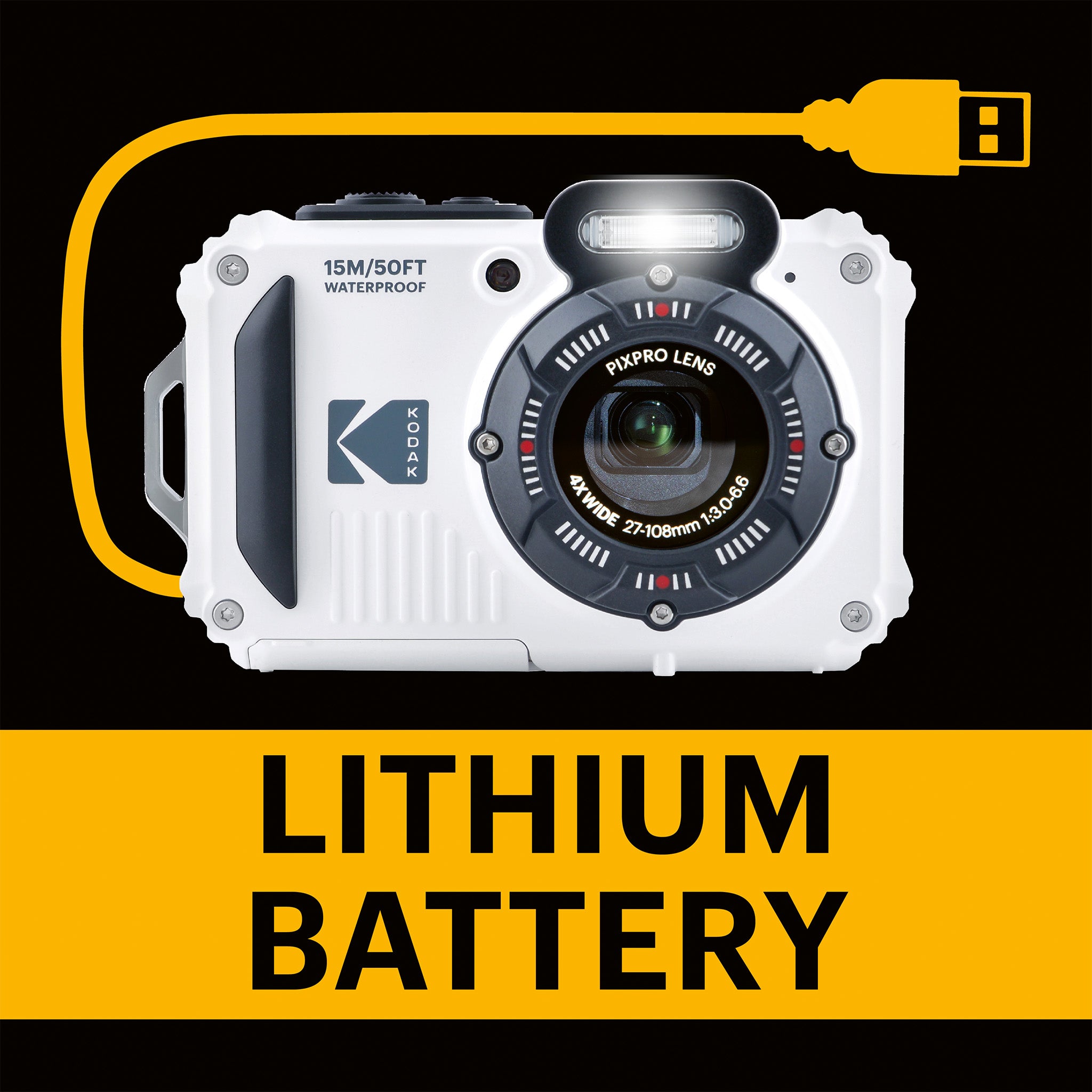 Pixpro WPZ2/4X Yakınlaştırma | Yakınlaştırma Su Altı Fotoğraf Makinesi | Beyaz