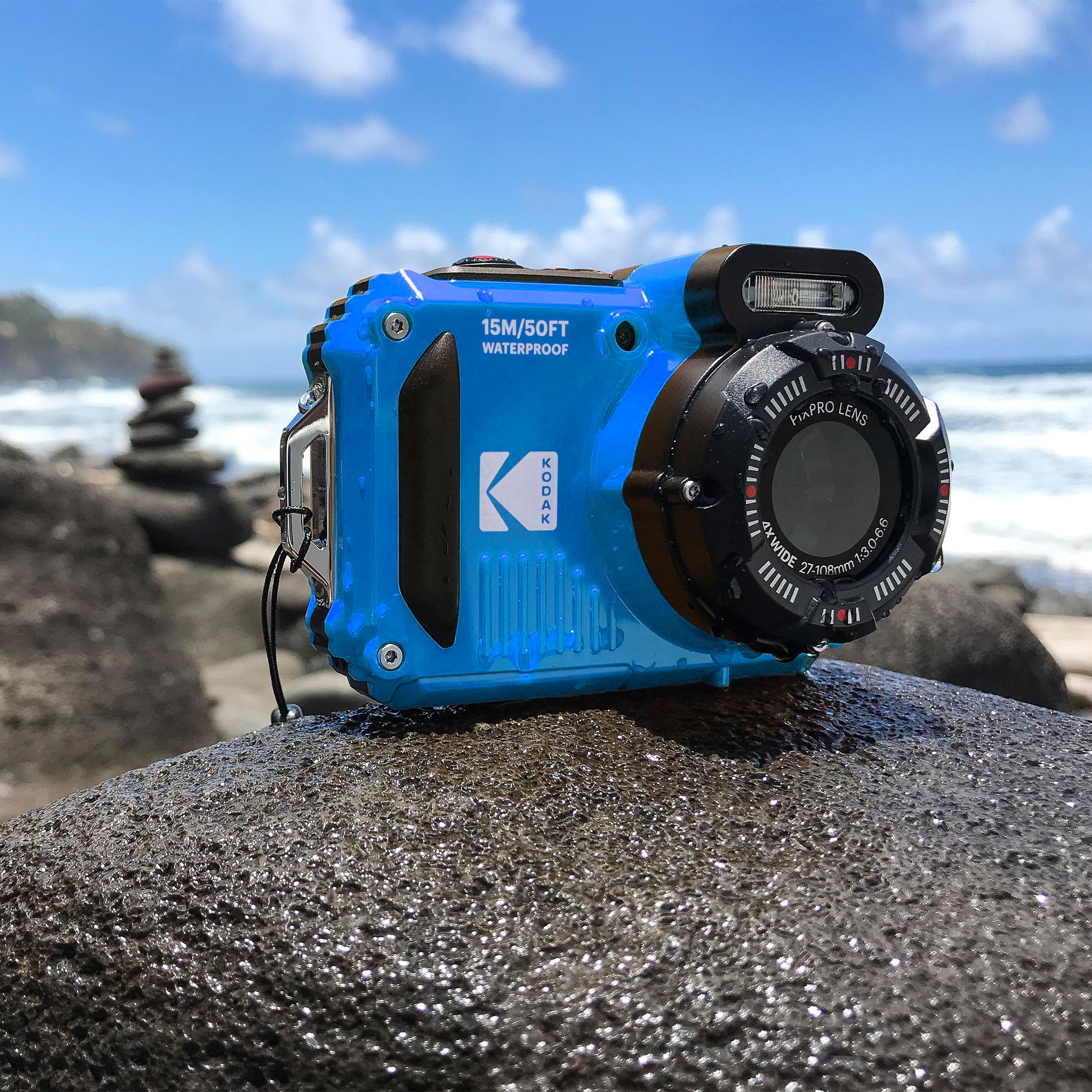 Pixpro WPZ2/4X Yakınlaştırma | Su Altı Fotoğraf Makinesi 16GB SD 2 Lityum Pil | Mavi