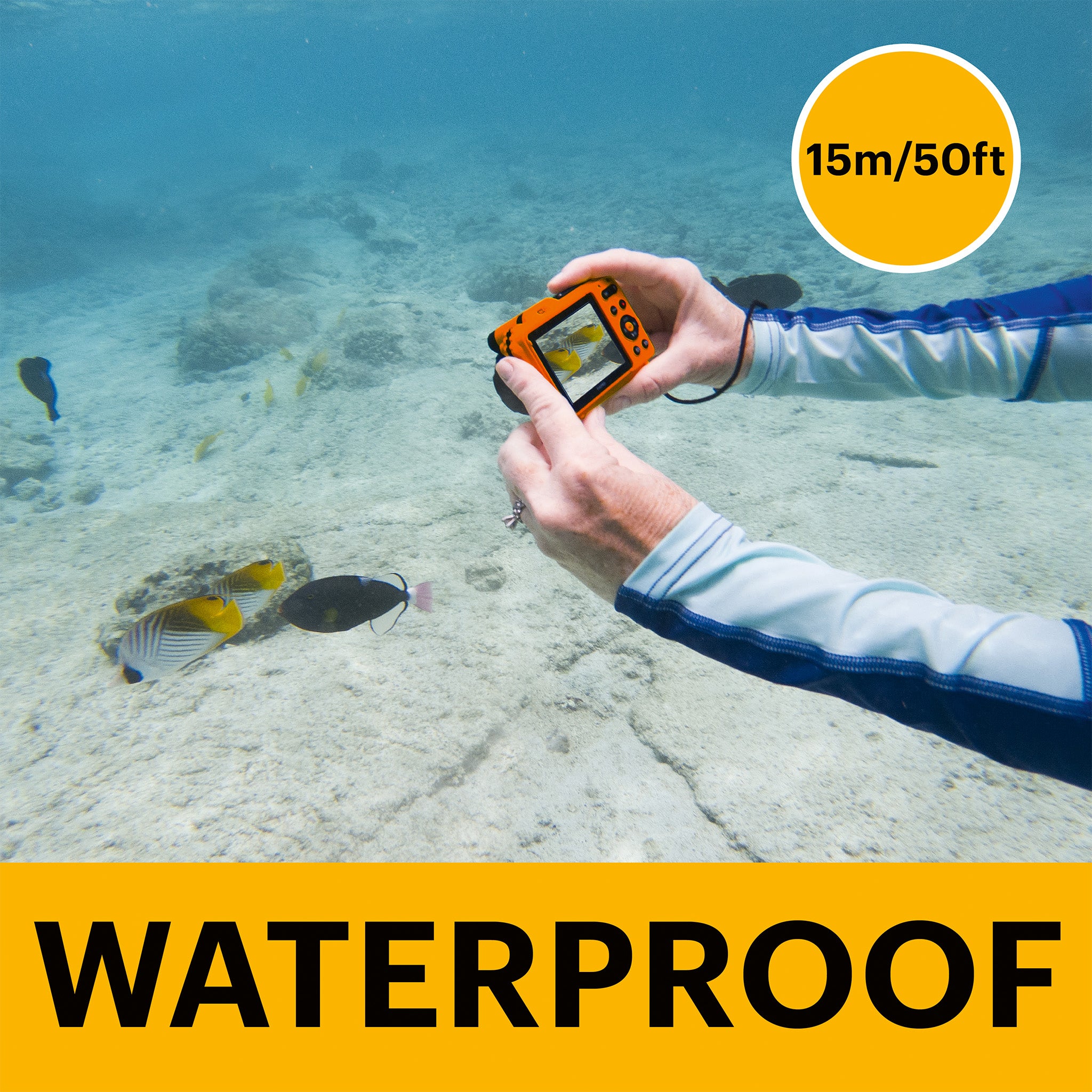 Pixpro WPZ2/4X Yakınlaştırma | Su Altı Fotoğraf Makinesi 16GB SD 2 Lityum Pil | Turuncu