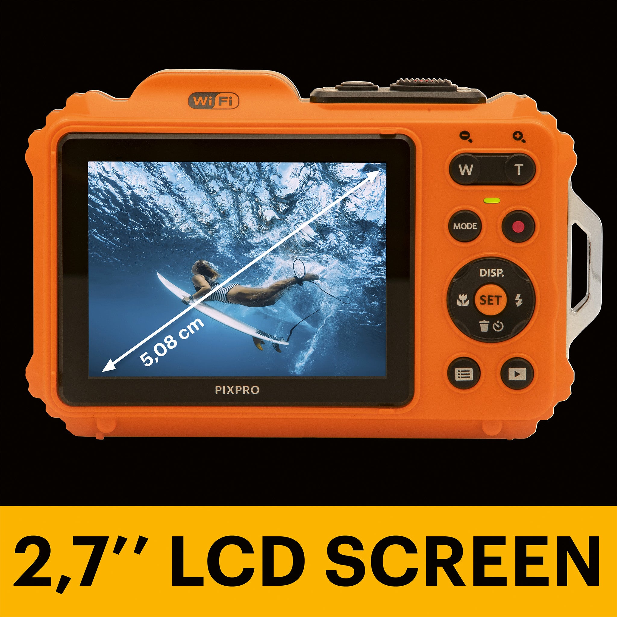 Pixpro WPZ2/4X Yakınlaştırma | Su Altı Fotoğraf Makinesi 16GB SD 2 Lityum Pil | Turuncu