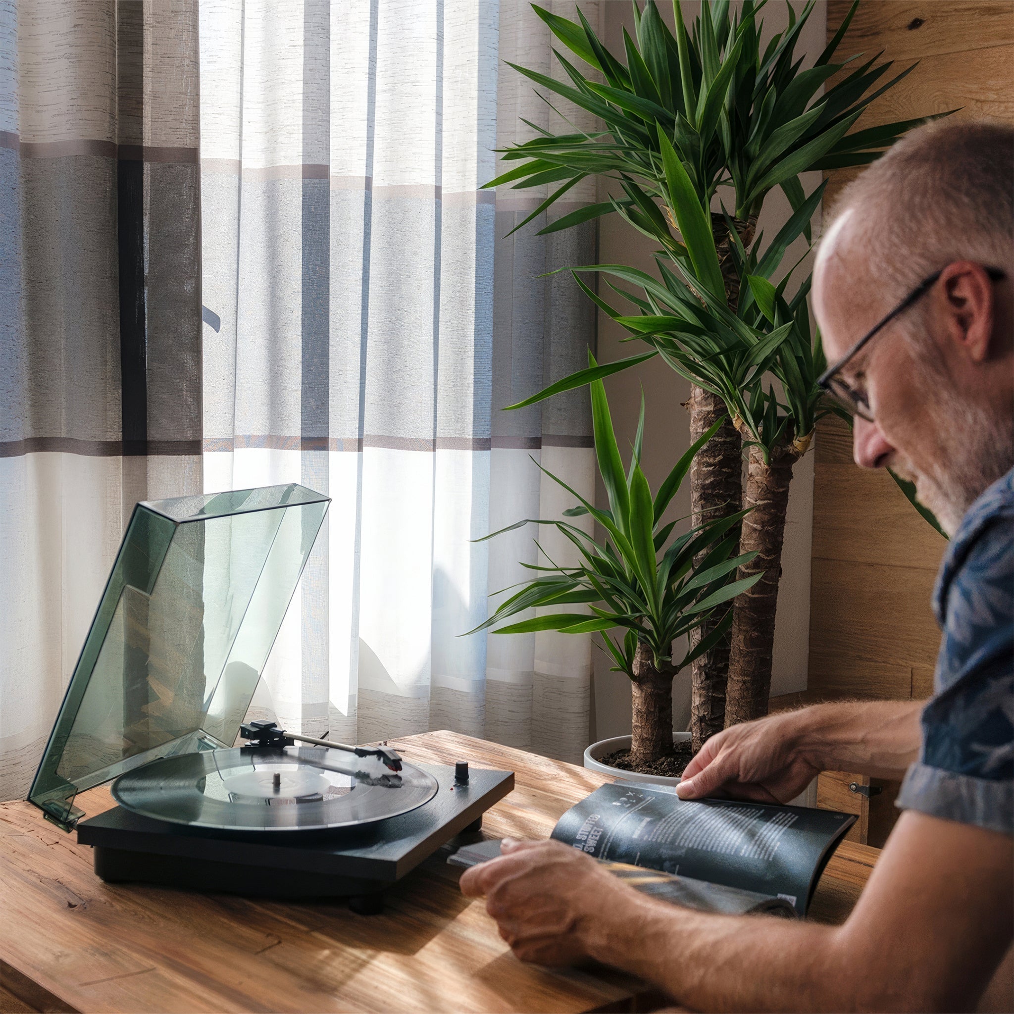 LS-10BK Turntable | Dahili Hoparlörlü Ahşap Siyah Pikap