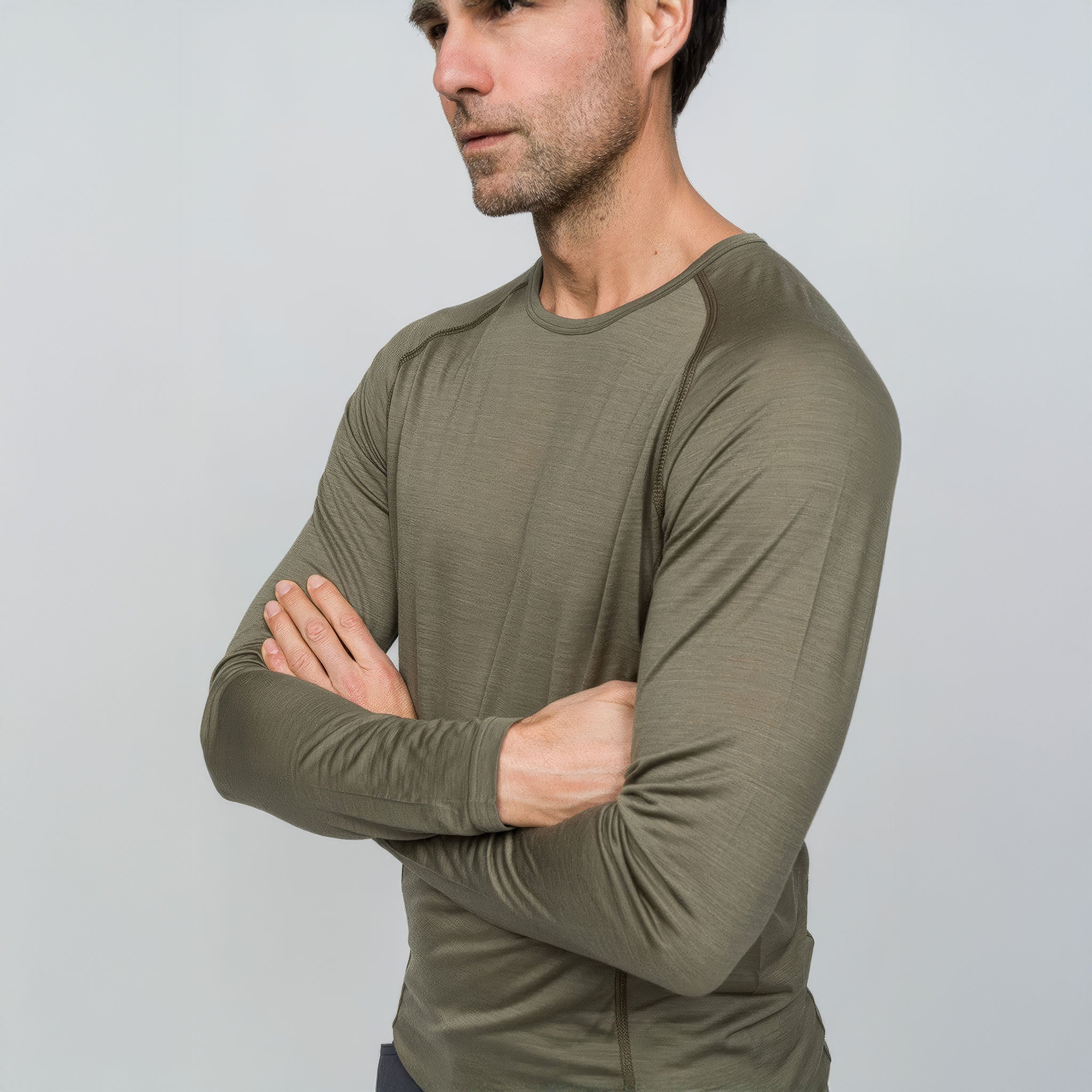 All-Season Merino Uzun Kollu T-Shirt 135 gr | Haki