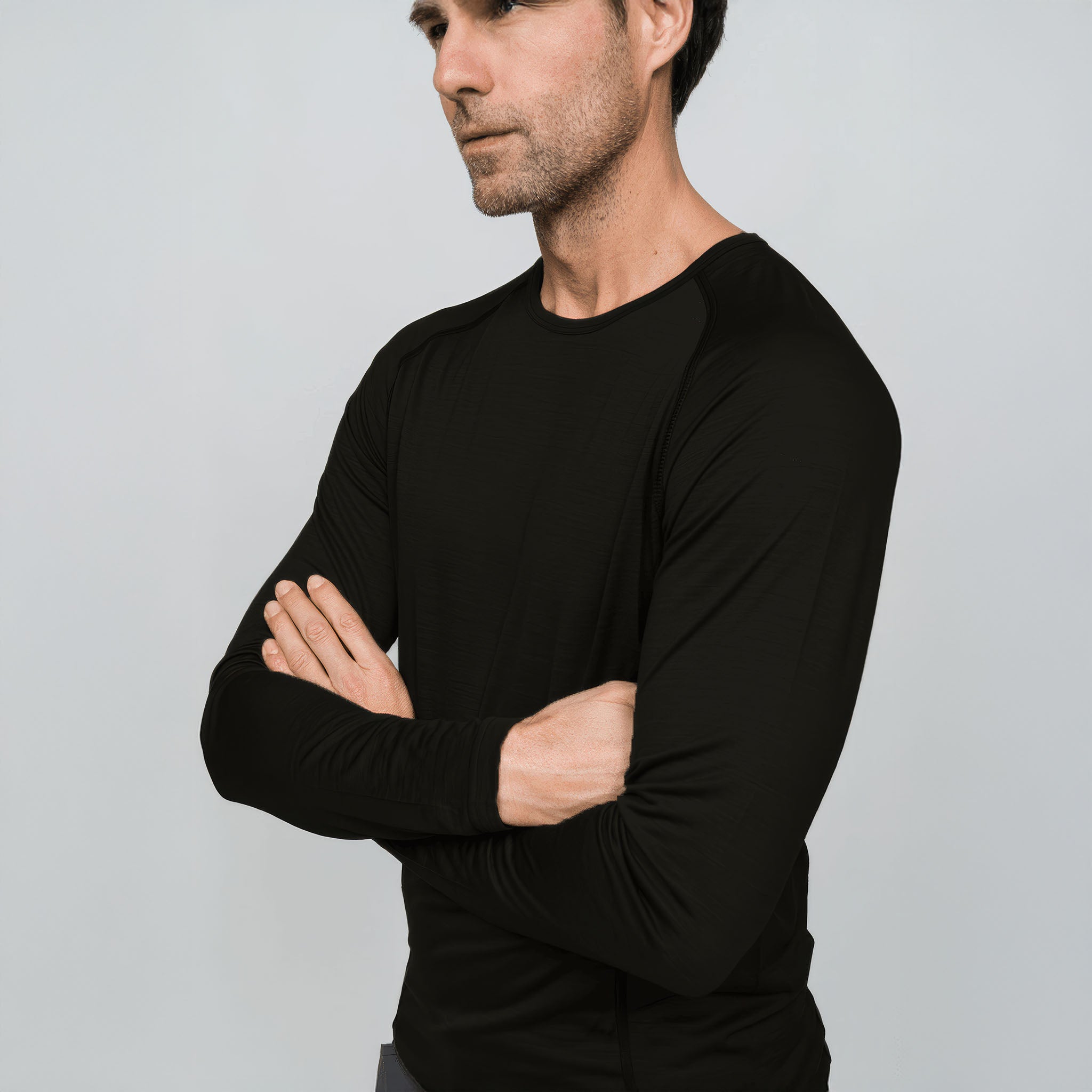 All-Season Merino Uzun Kollu T-Shirt 135 gr | Siyah
