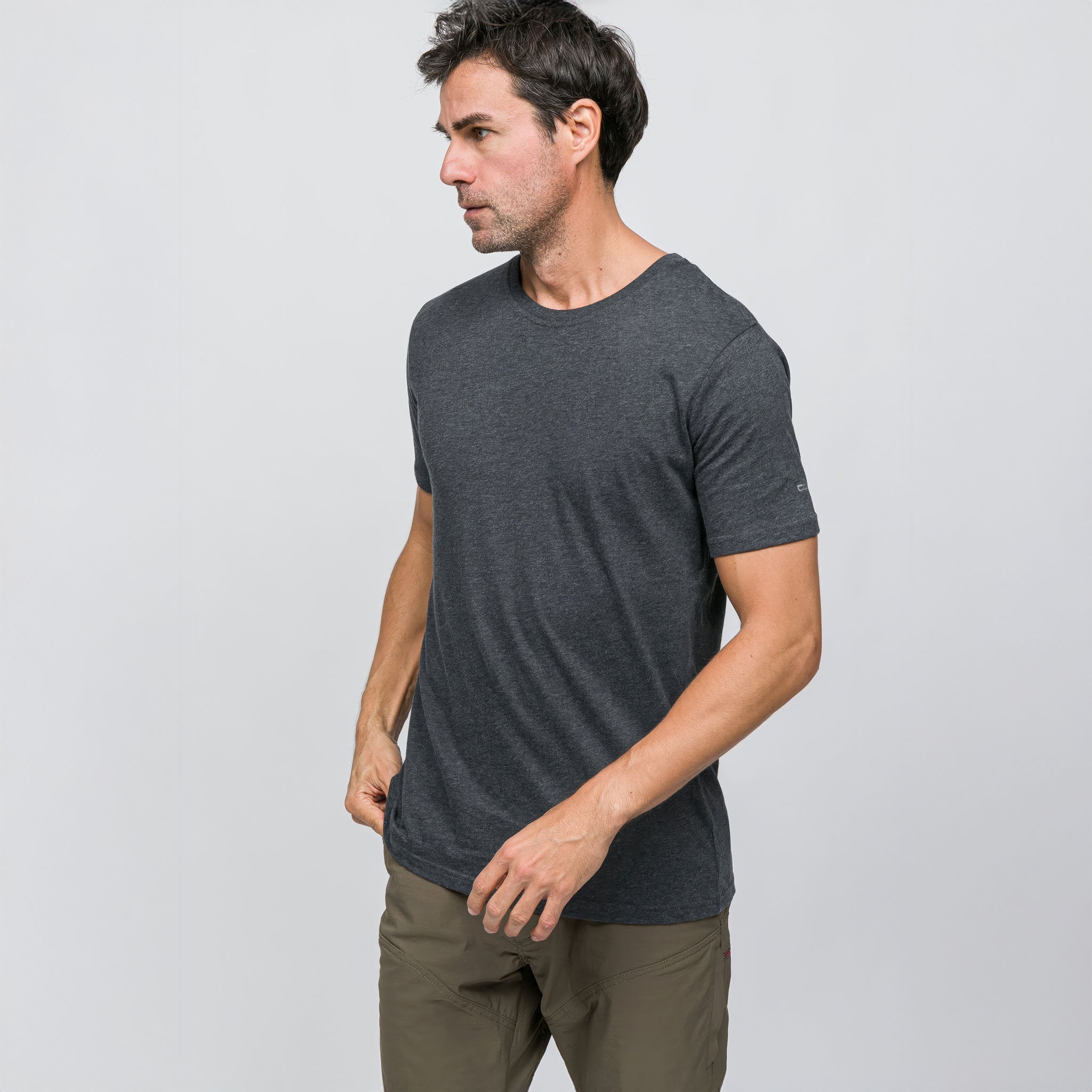 Soft Tees Basic T-Shirt %100 Pamuk | Gri Melanj