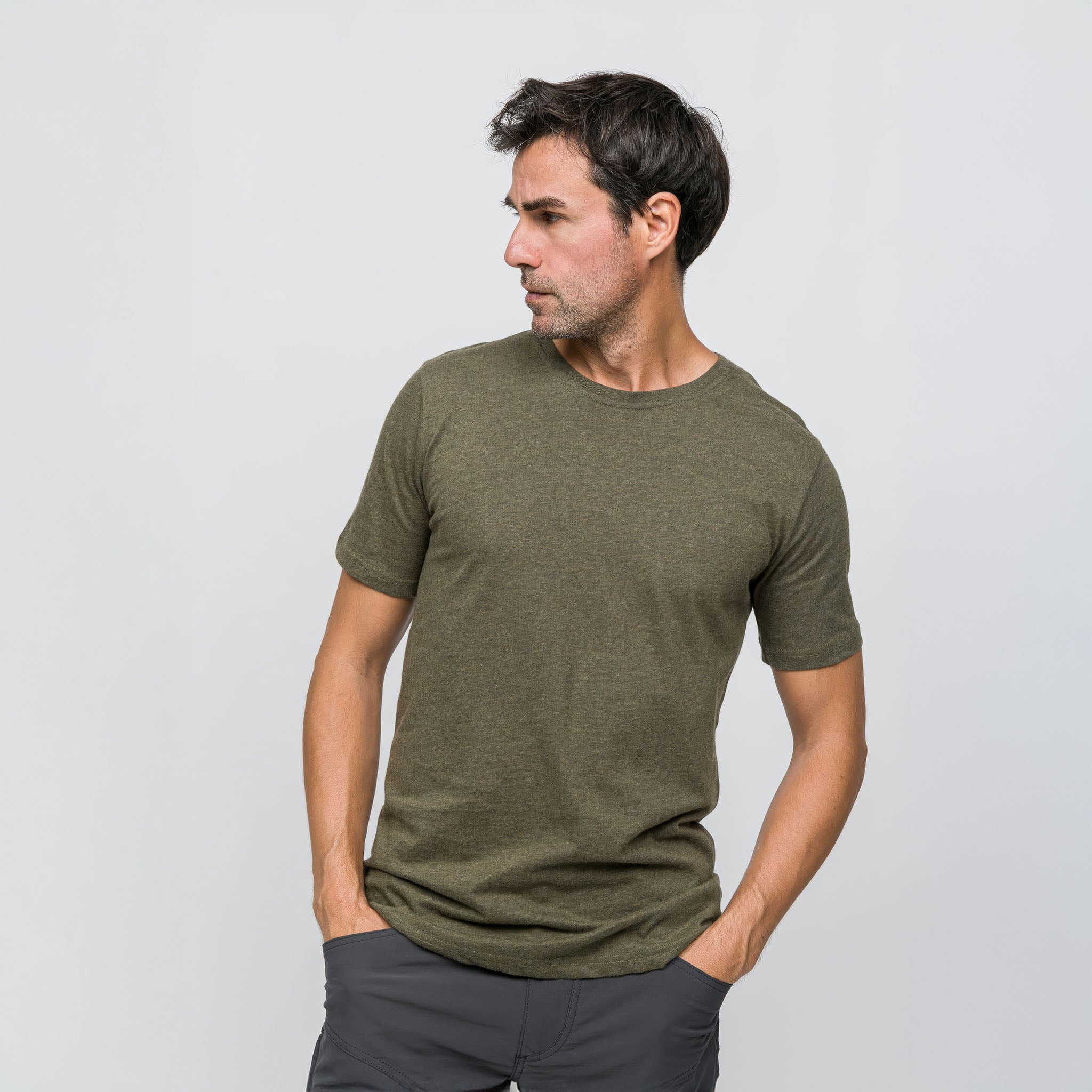 Soft Tees Basic T-Shirt %100 Pamuk | Haki Melanj