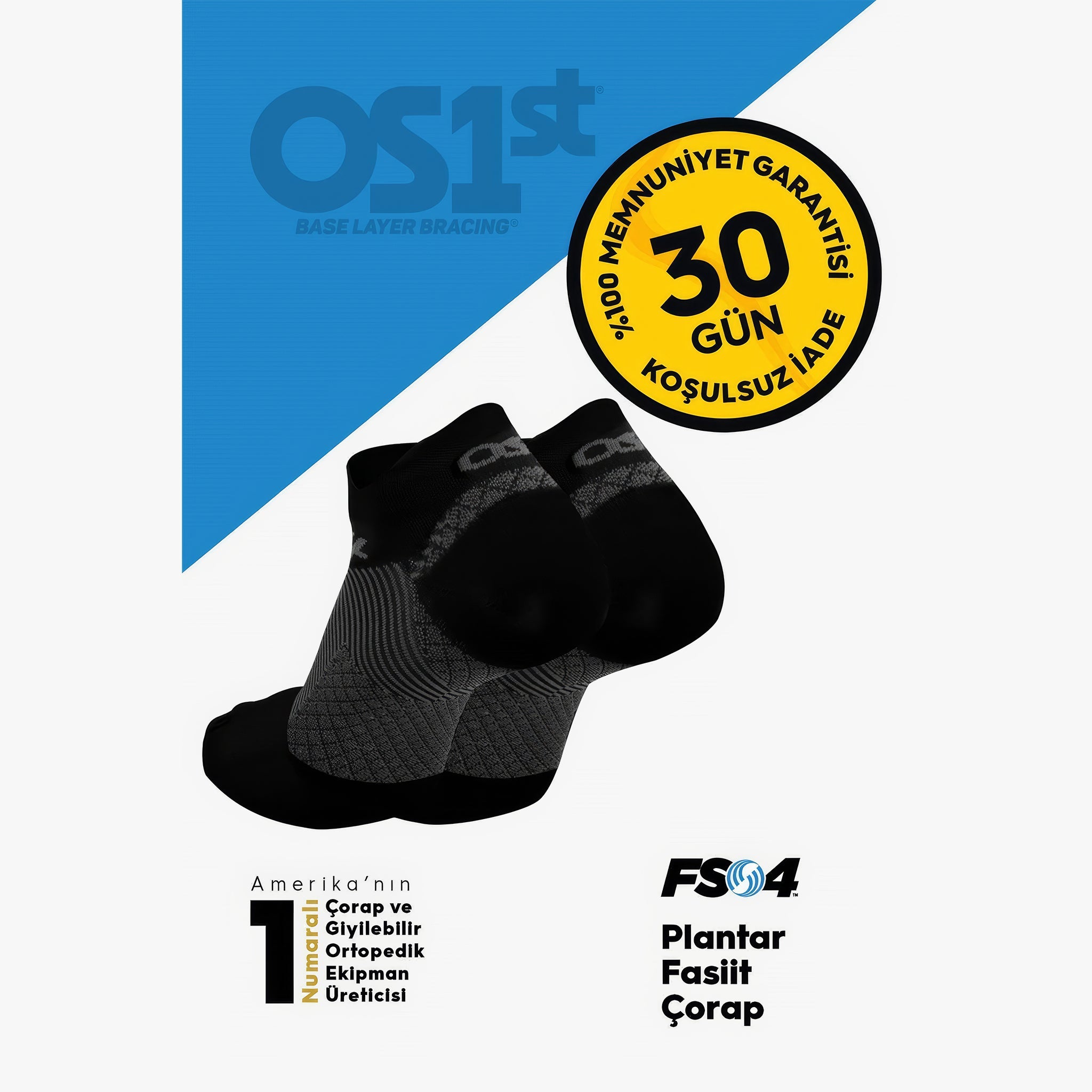 FS4 Plantar Fasiit Çorap | Siyah