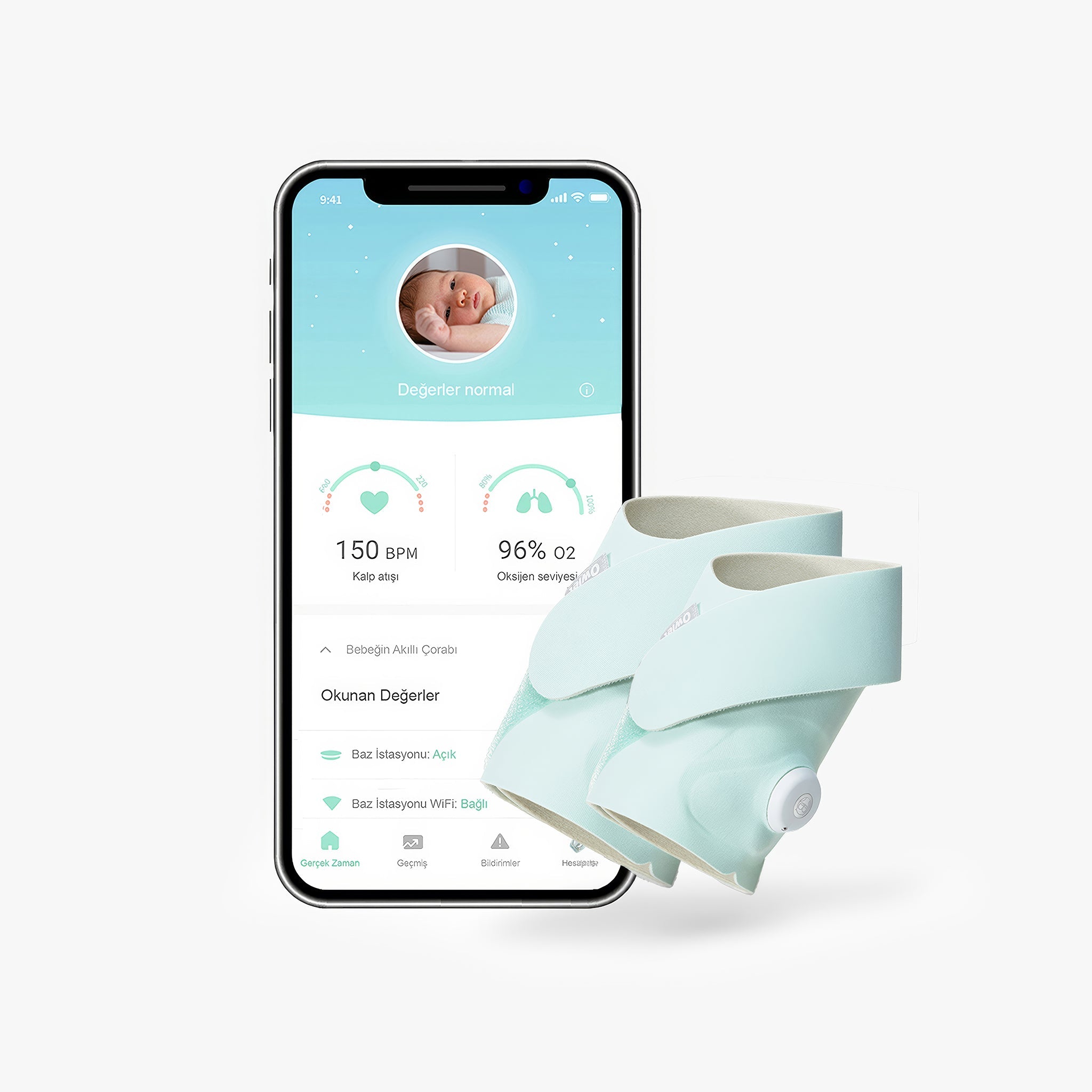 Smart Sock | Akıllı Çorap Plus | 0-5 yaş | Nane Yeşili
