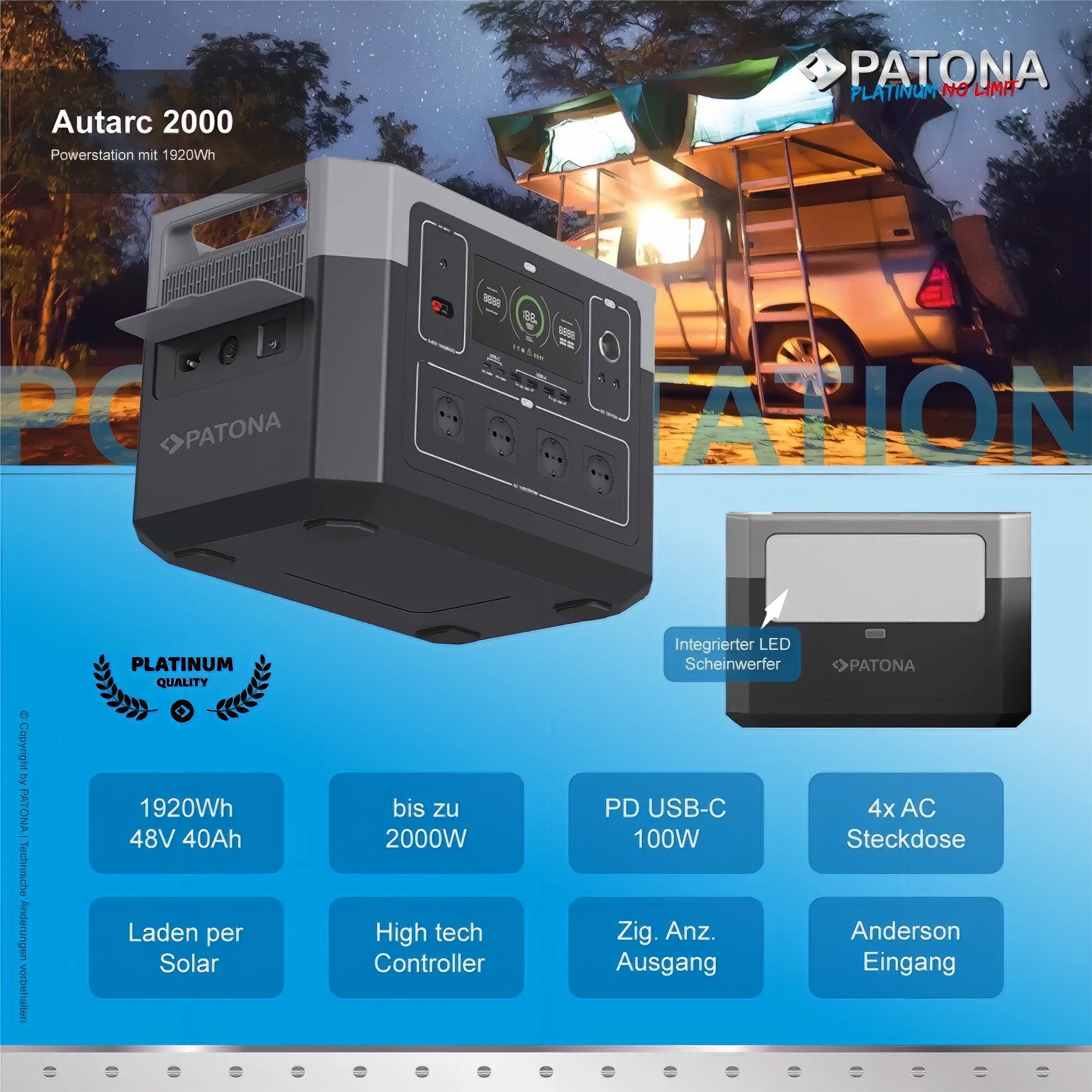 Platinum Powerstation Autarc 2000 | 1920Wh Taşınabilir Güç Kaynağı