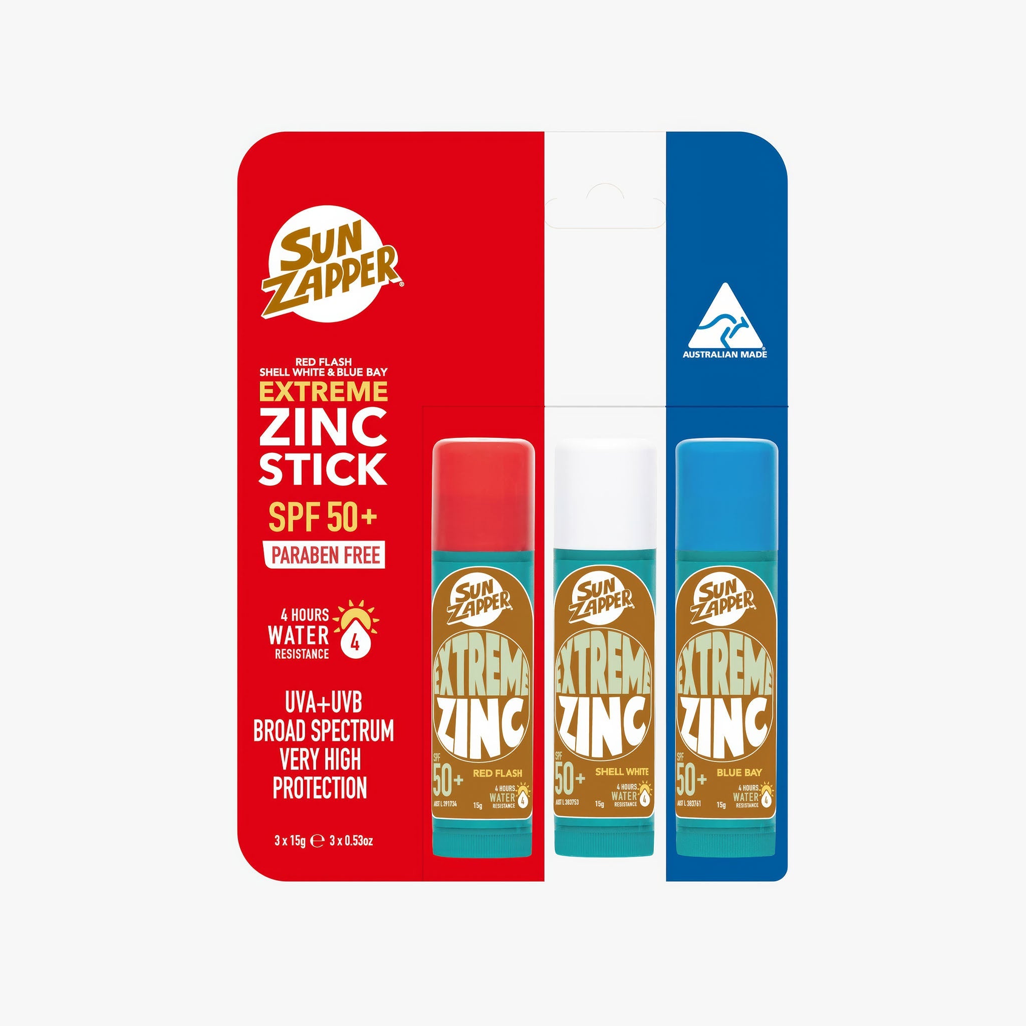 Extreme Zinc Stick Triple Pack | 45g | Red White Blue