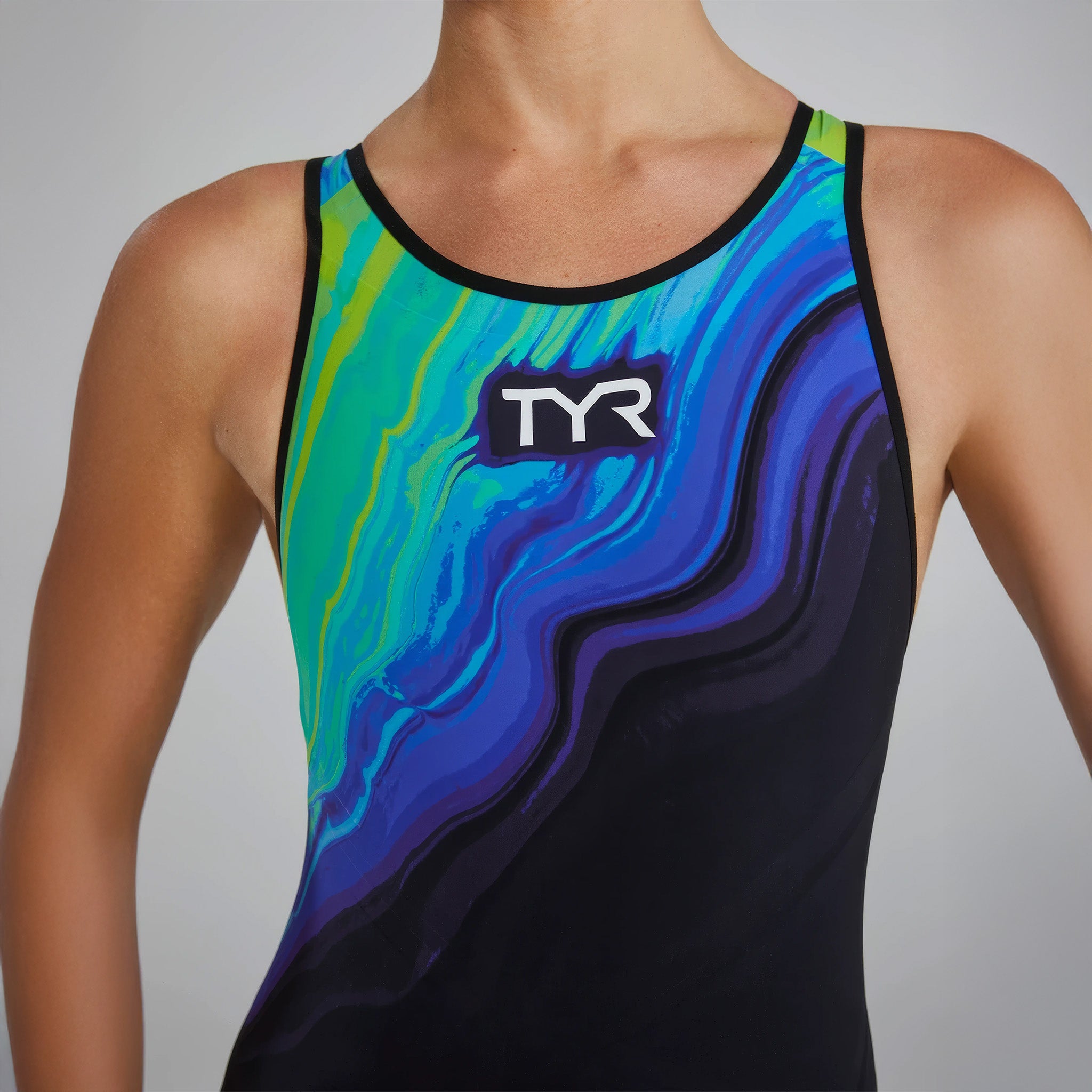 Venzo™ Closed Back Kadın Mayo | Volconyx 334 Lime/Navy