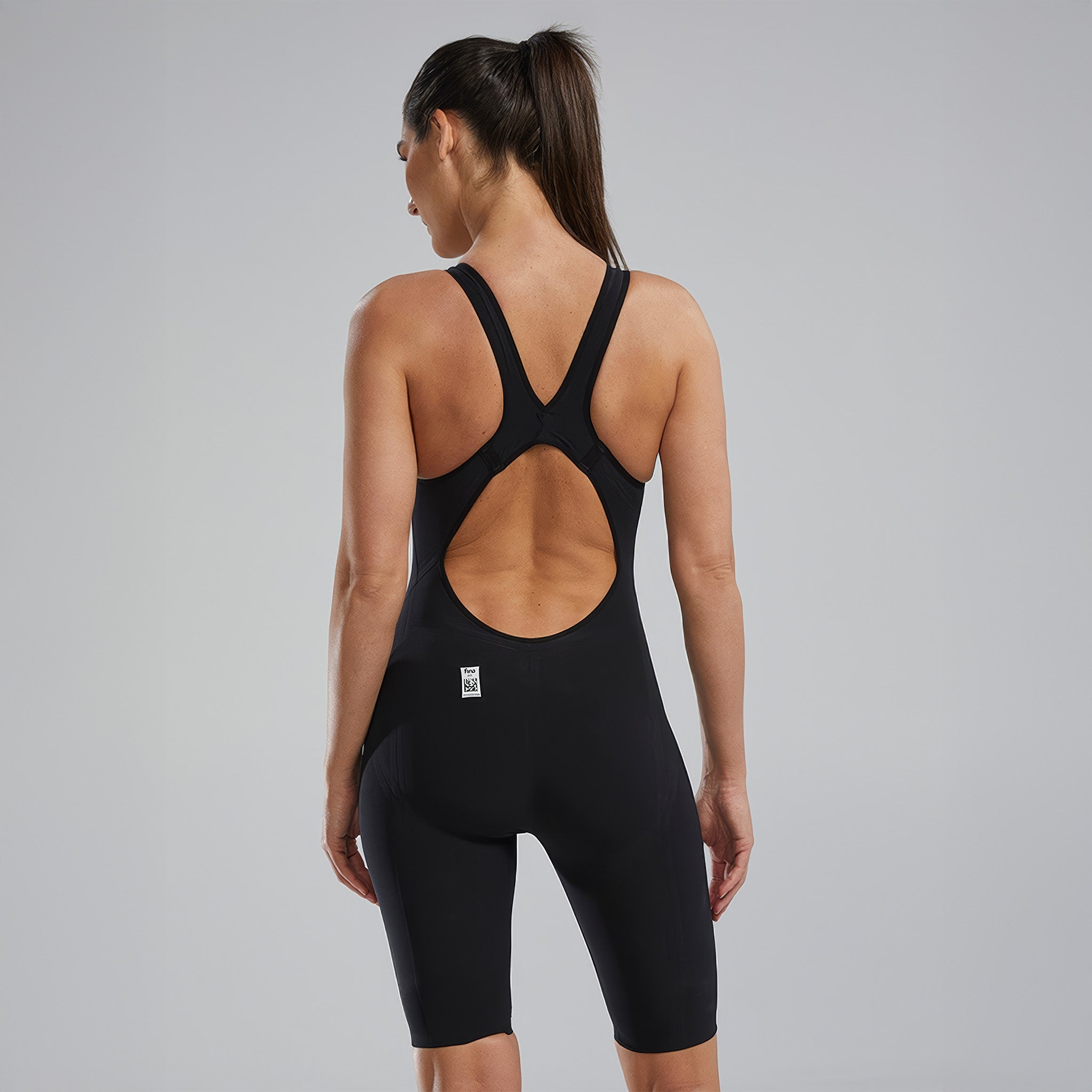 Venzo™ Open Back Kadın Mayo | Solid 003 Onyx