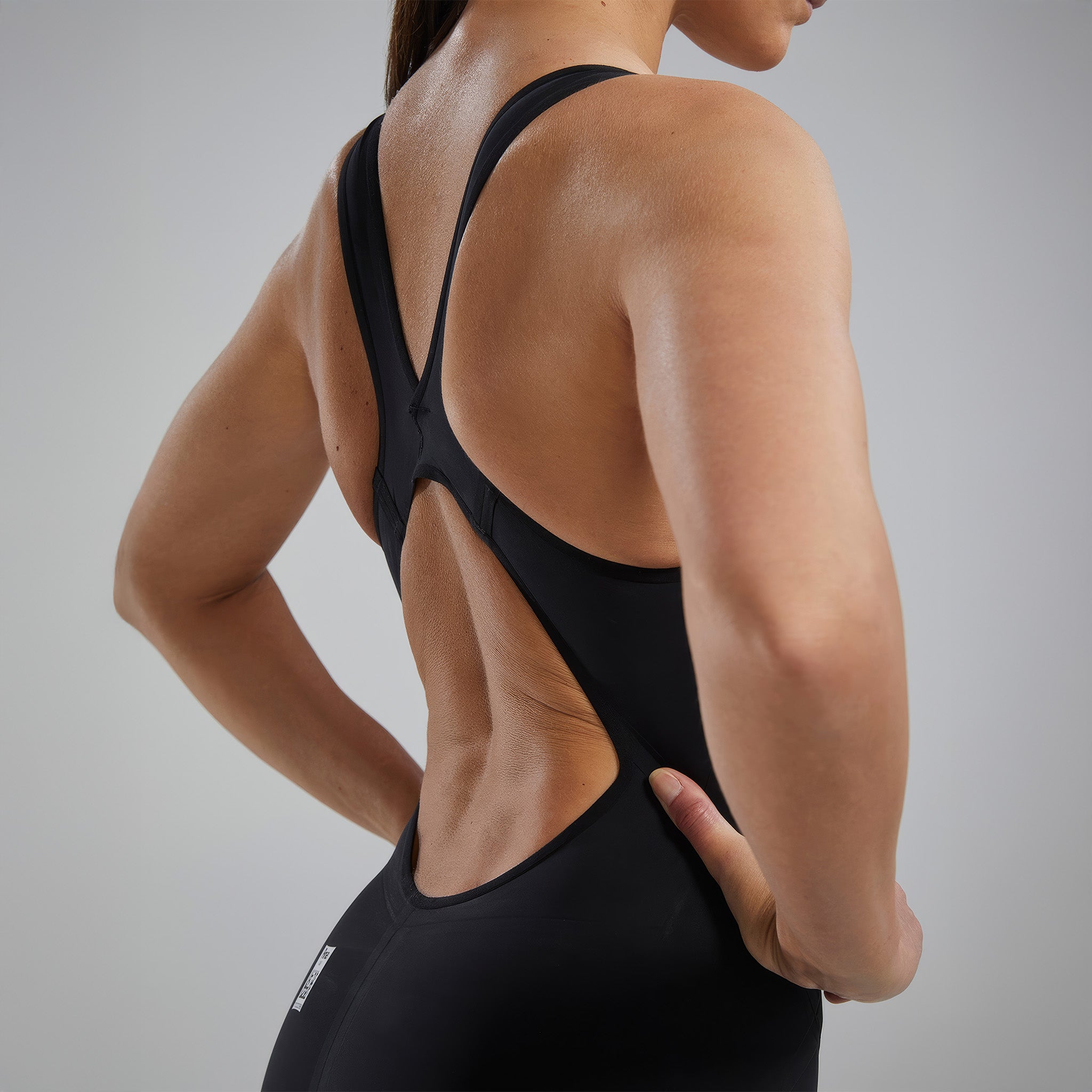 Venzo™ Open Back Kadın Mayo | Solid 003 Onyx