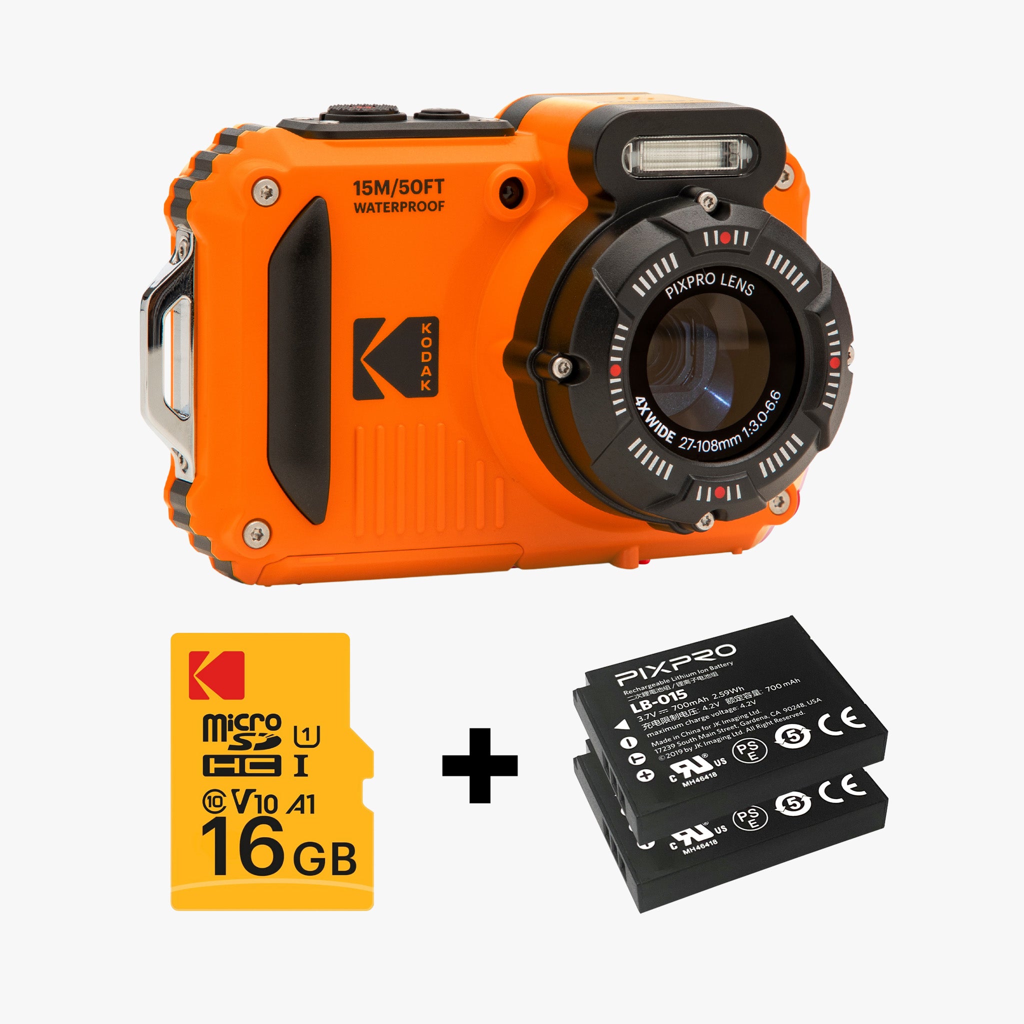 Pixpro WPZ2/4X Yakınlaştırma | Su Altı Fotoğraf Makinesi 16GB SD 2 Lityum Pil | Turuncu