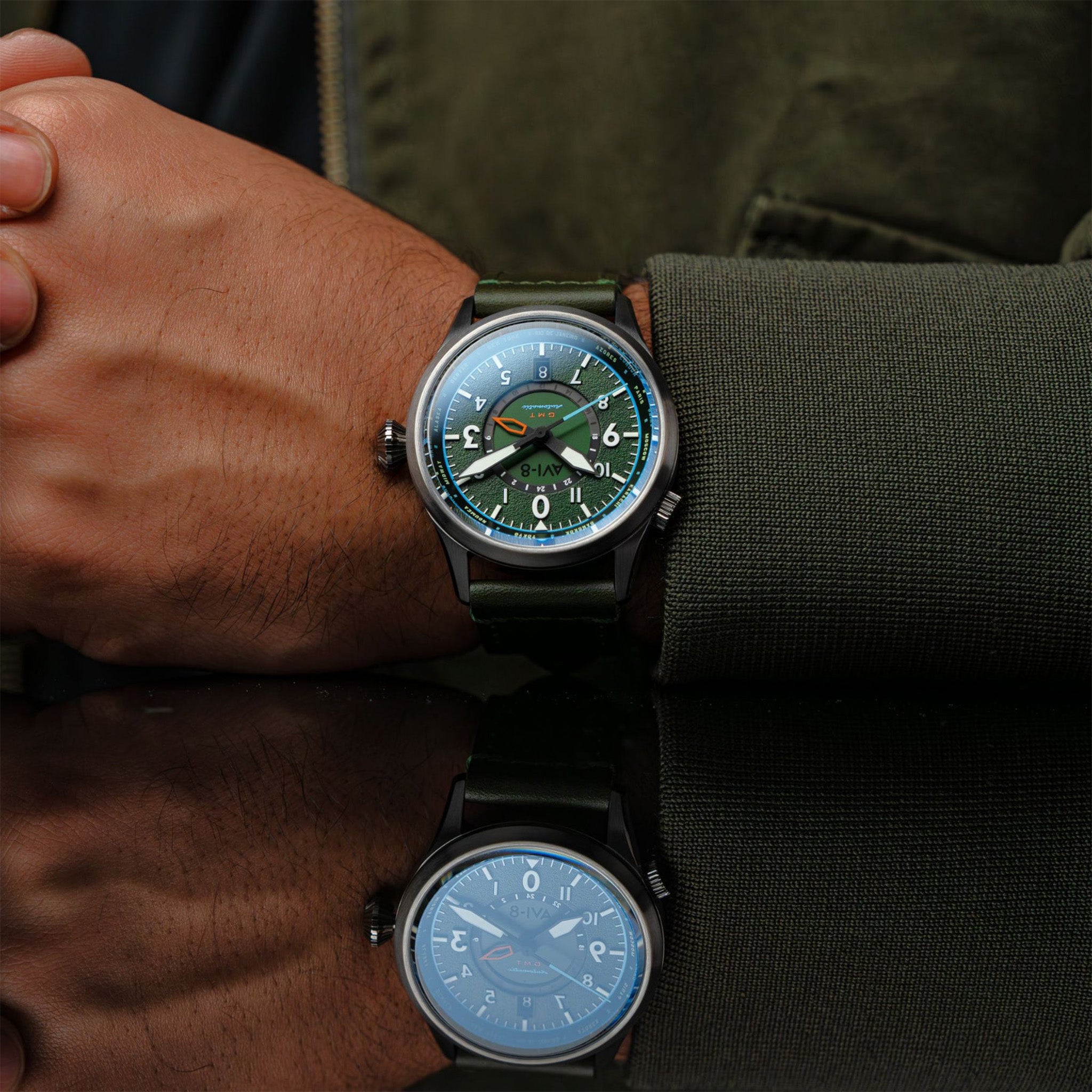 Flyboy Wingman Worldtimer GMT Automatic | 41 mm | Jungle Green