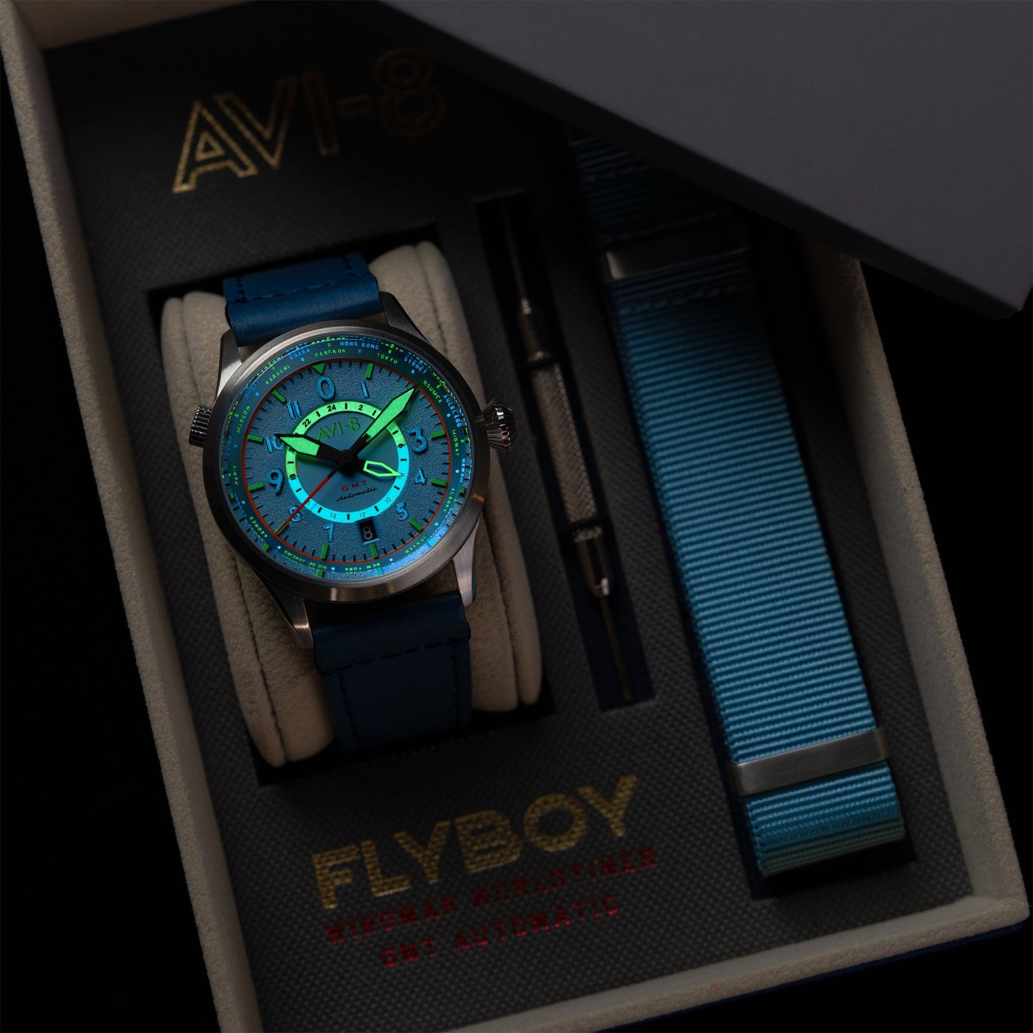 Flyboy Wingman Worldtimer GMT Automatic | 41 mm | Power Blue