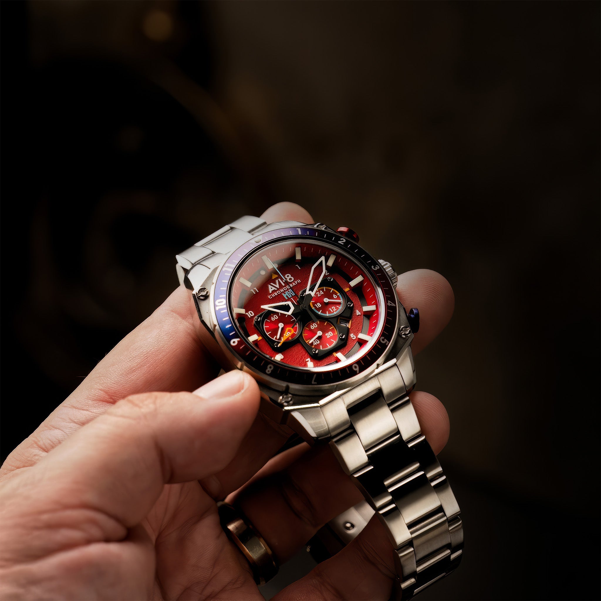 Hawker Hunter Atlas Dual Time Chronograph | Crimson Red