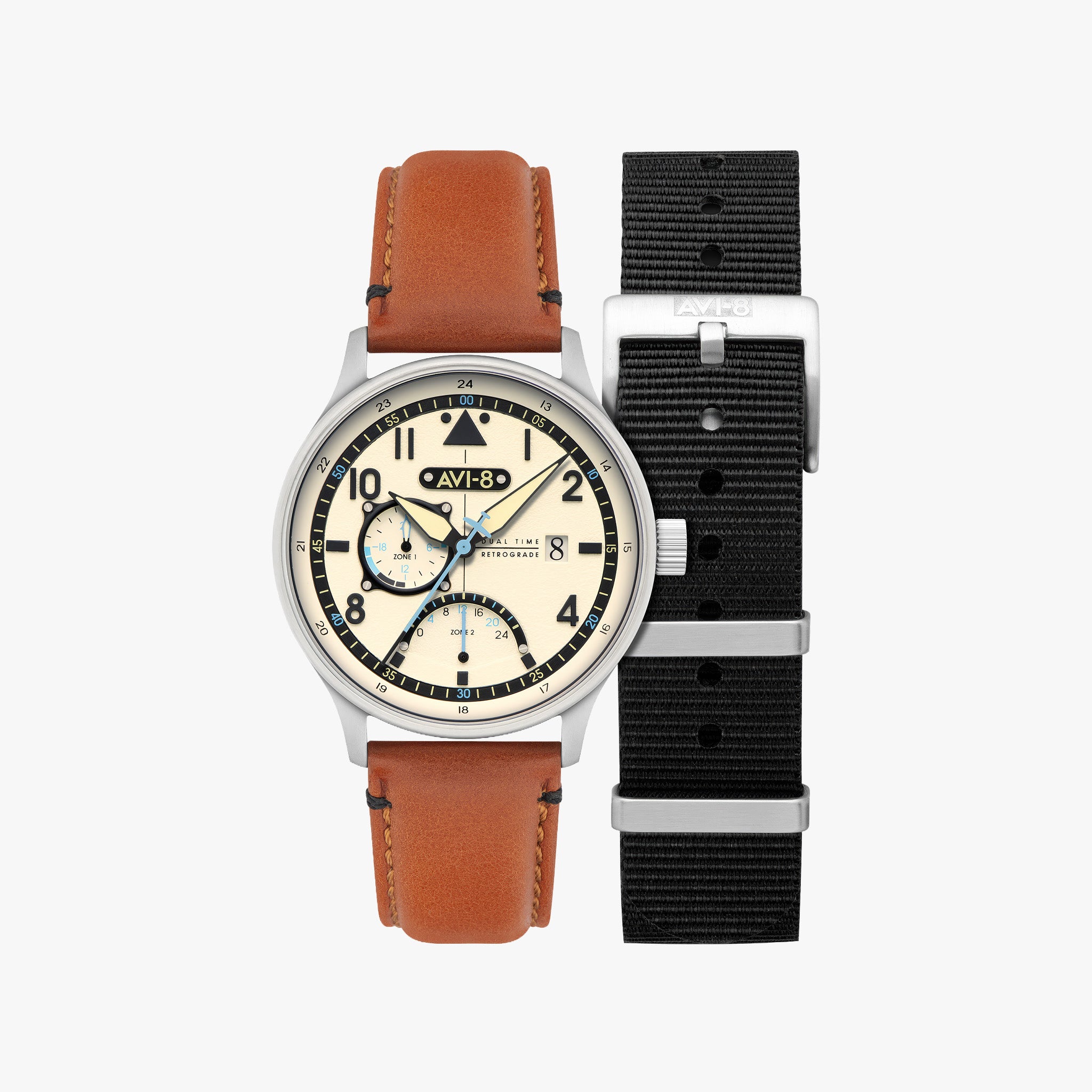 AVI-8 Hawker Hurricane McKellar Dual Time Brown Beige 44 mm – dual