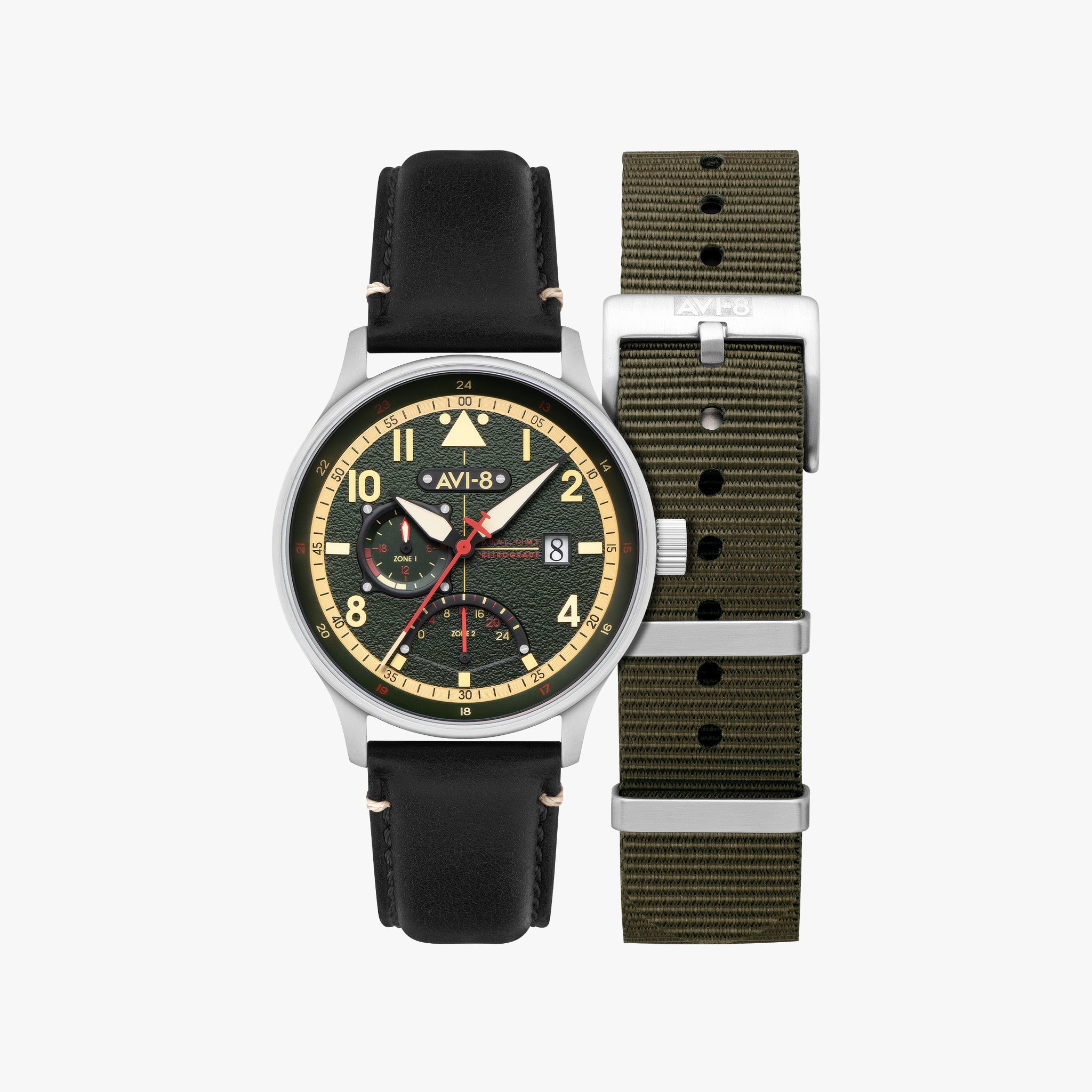 AVI-8 Hawker Hurricane McKellar Dual Time Brown Beige 44 mm – dual