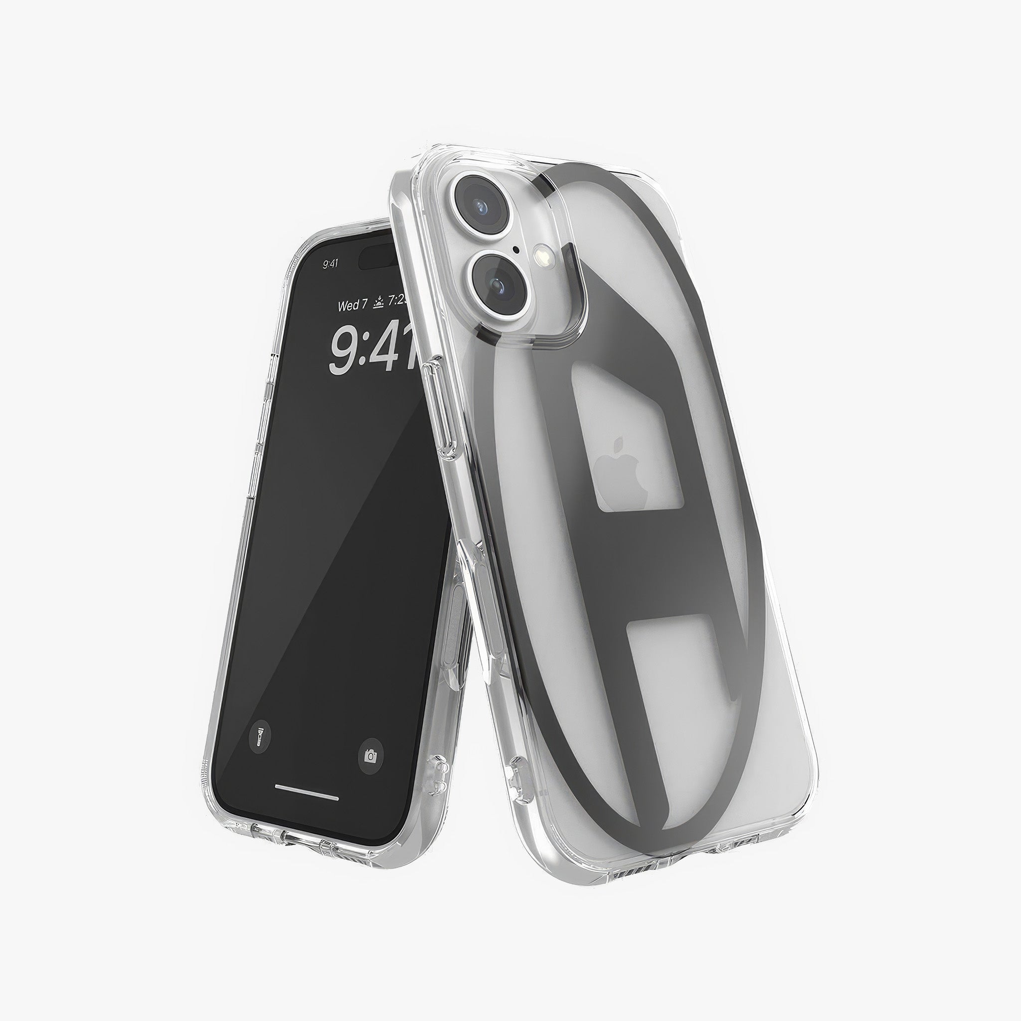 iPhone 16 Oval D Mirror Şeffaf Kılıf | Şeffaf/Siyah